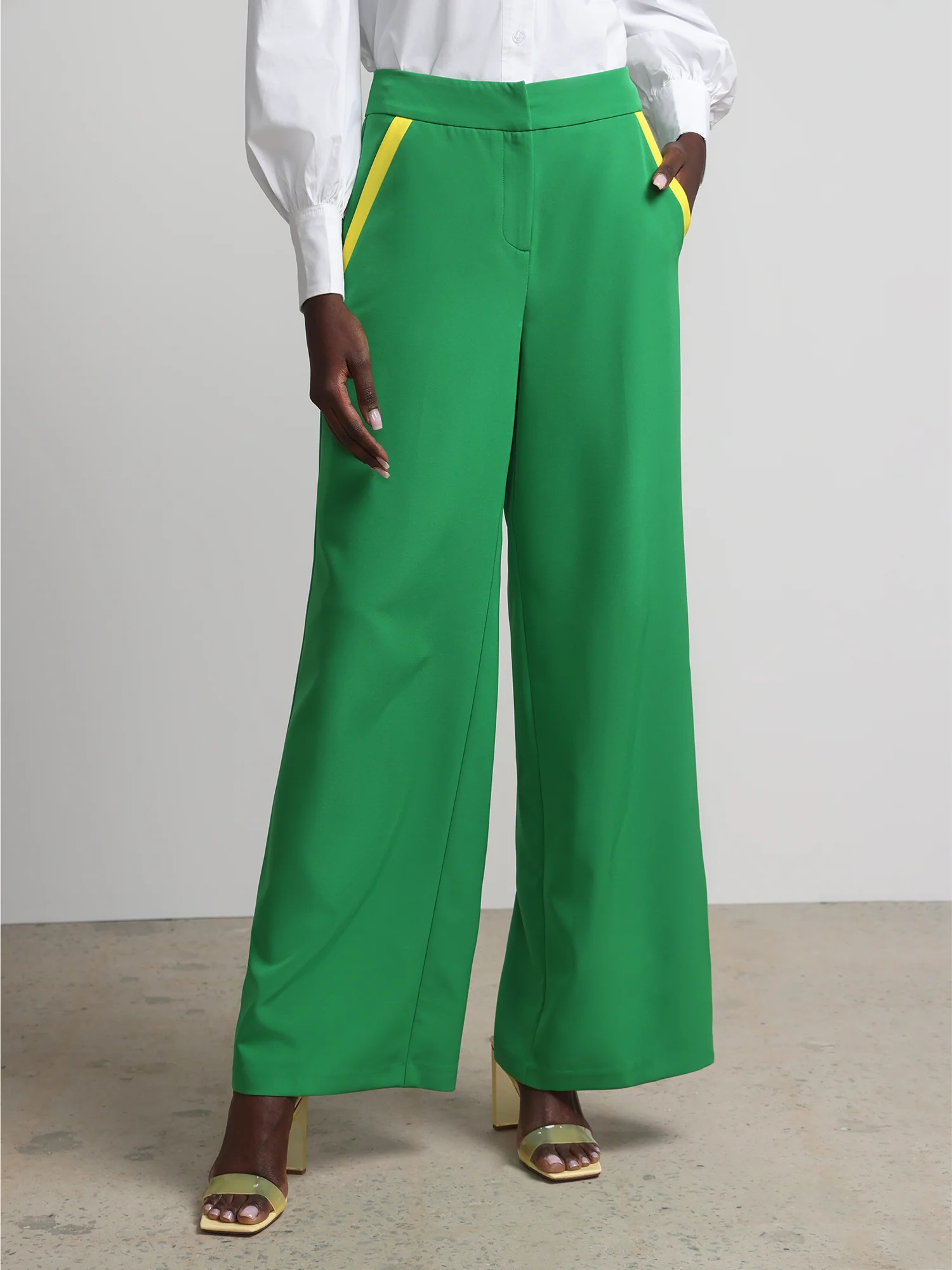 Petite Piped-Pocket Wide-Leg Pant
