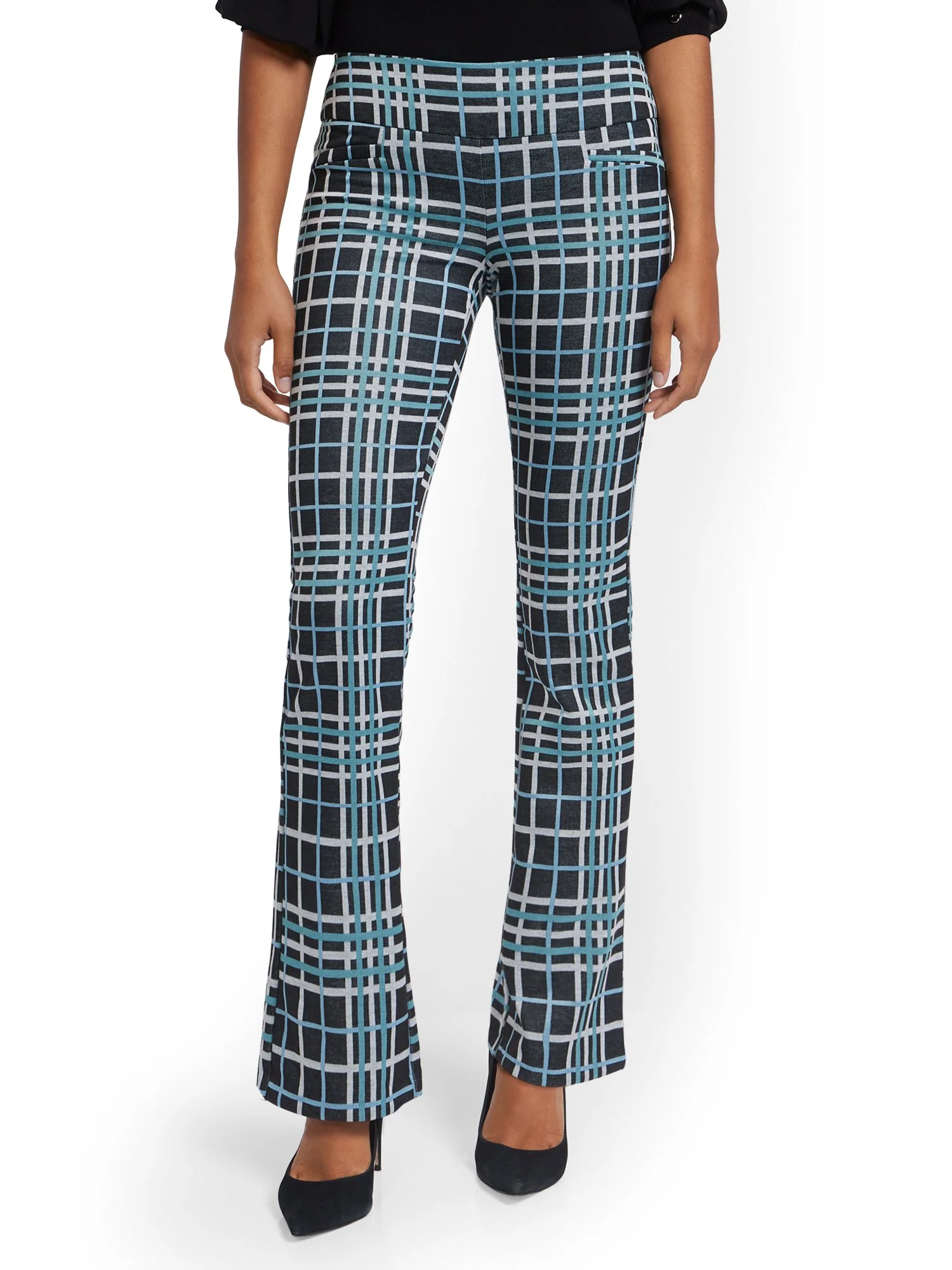 Petite Plaid Pull-On Bootcut Ponte Knit Pant - Superflex - Image 4