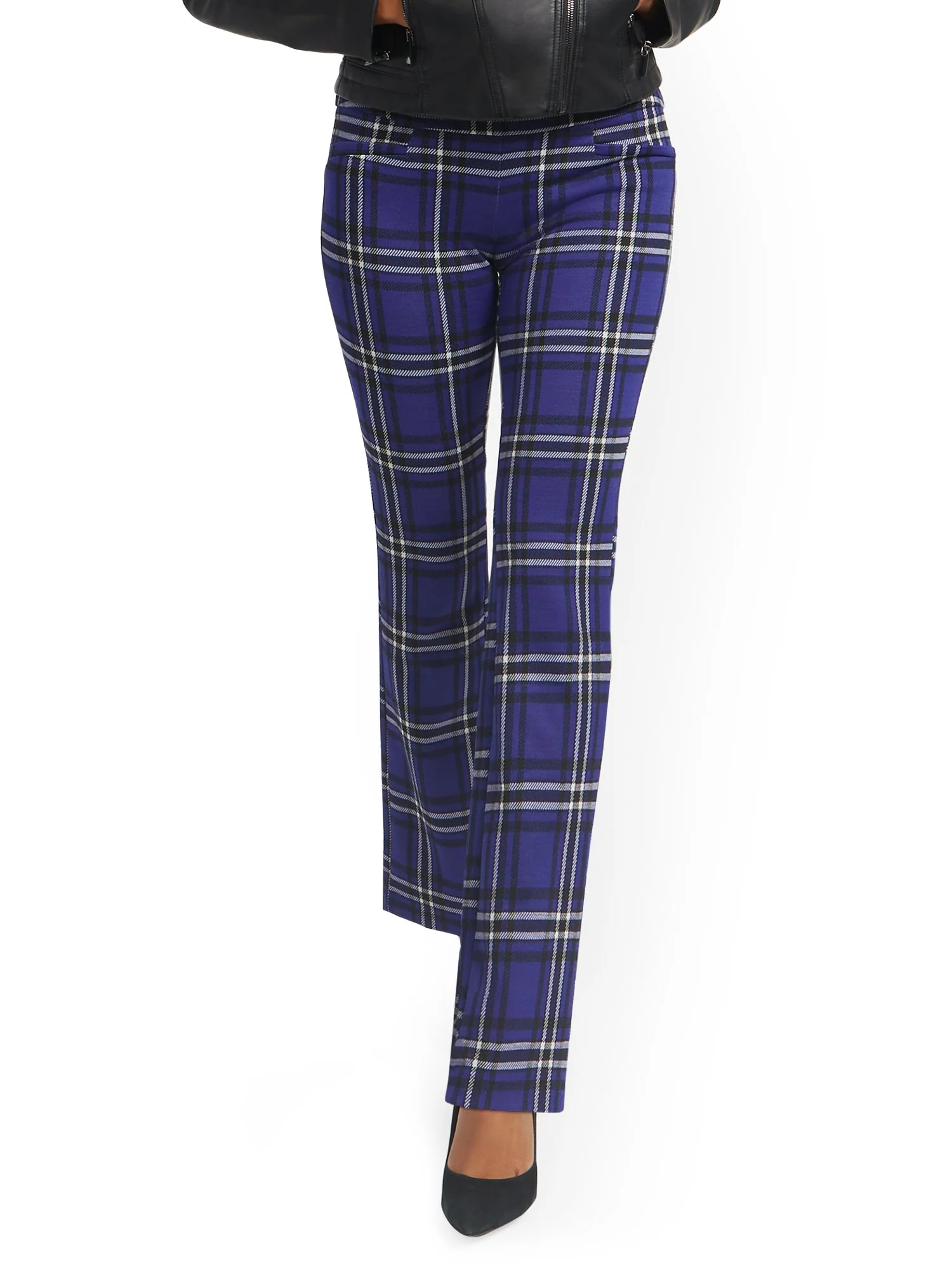 Petite Plaid Pull-On Bootcut Ponte Knit Pant - Superflex - Image 2