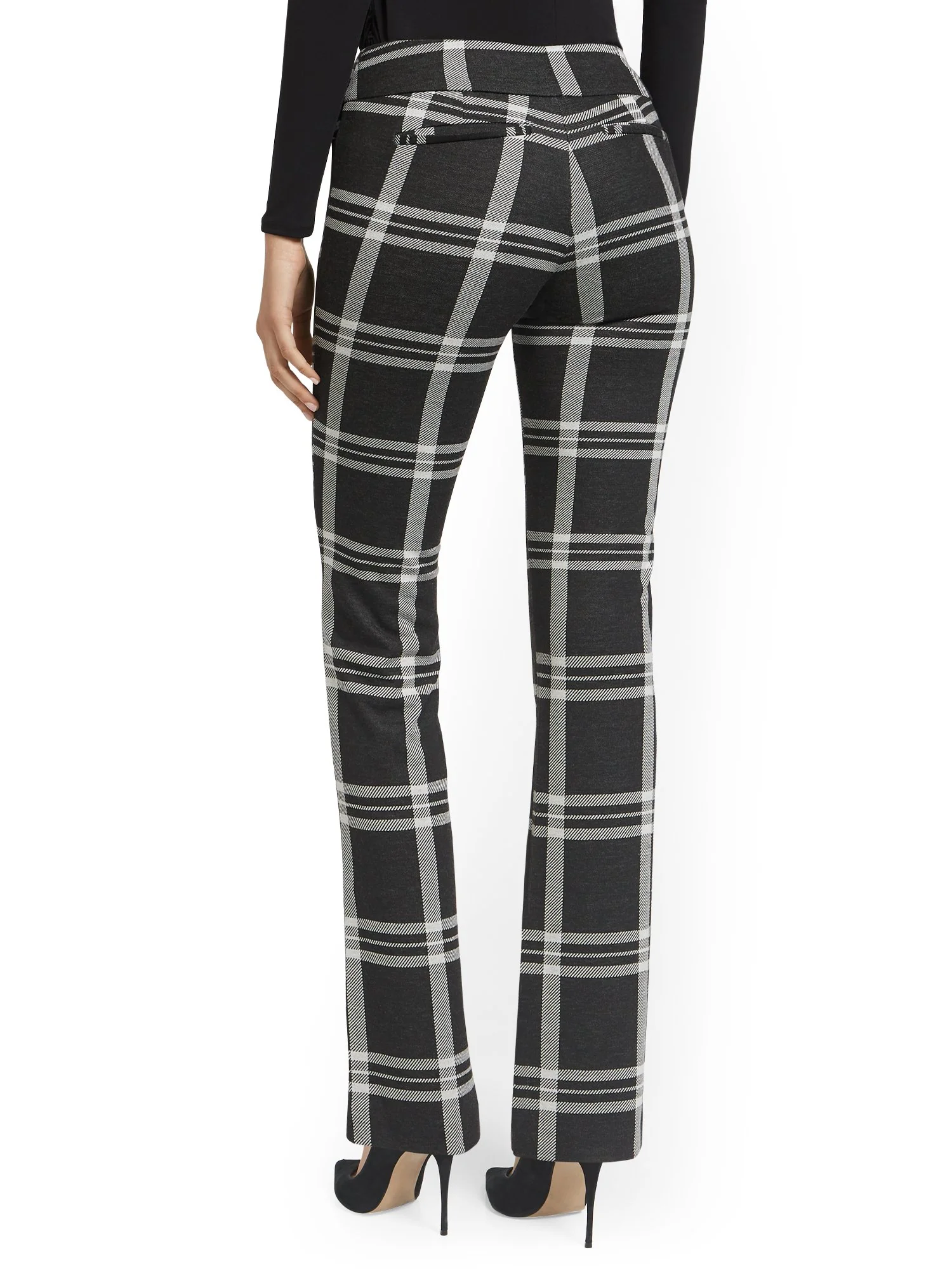 Petite Plaid Pull-On Straight-Leg Ponte Knit Pant - Superflex - Image 3