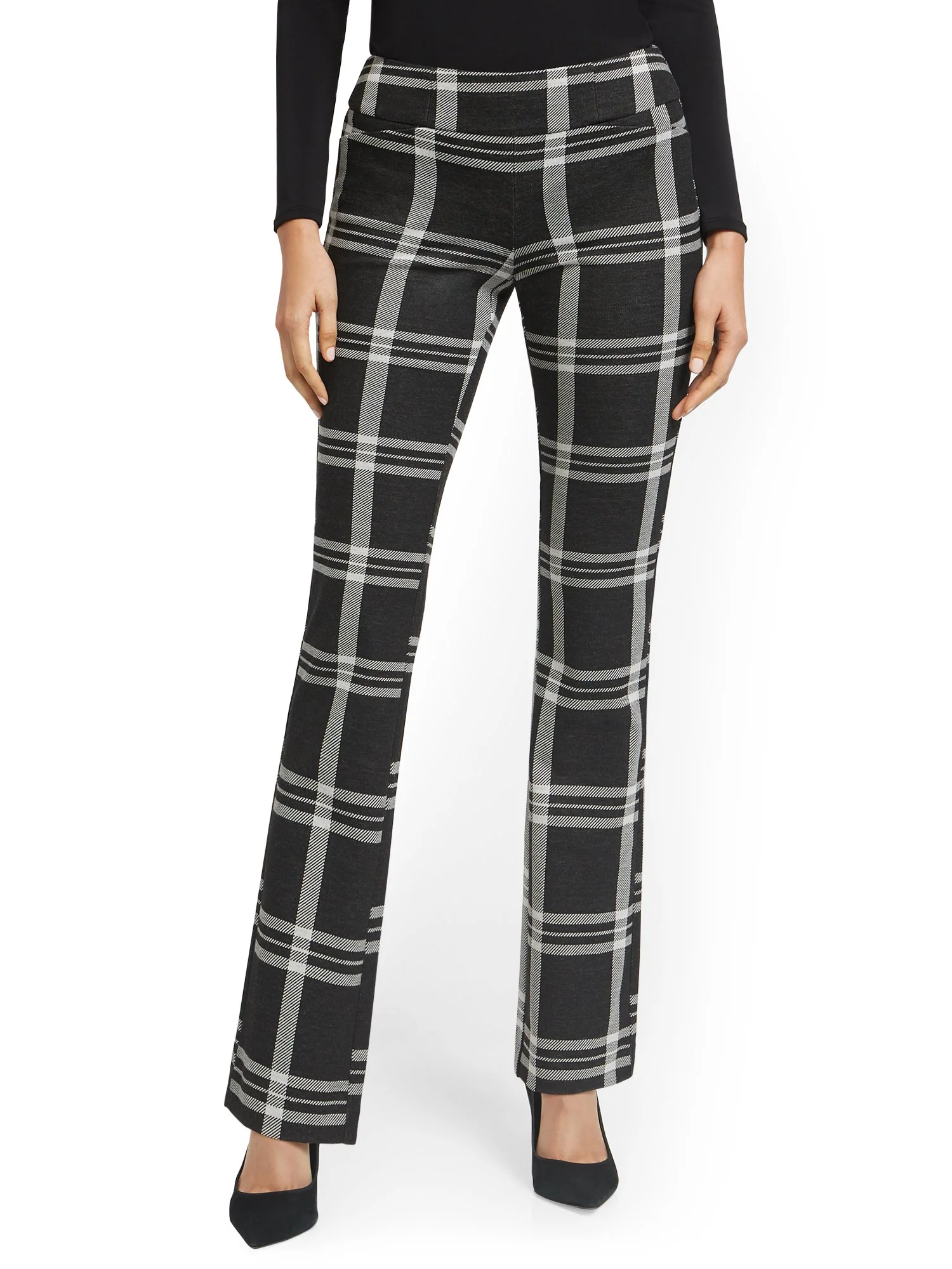 Petite Plaid Pull-On Straight-Leg Ponte Knit Pant - Superflex - Image 5