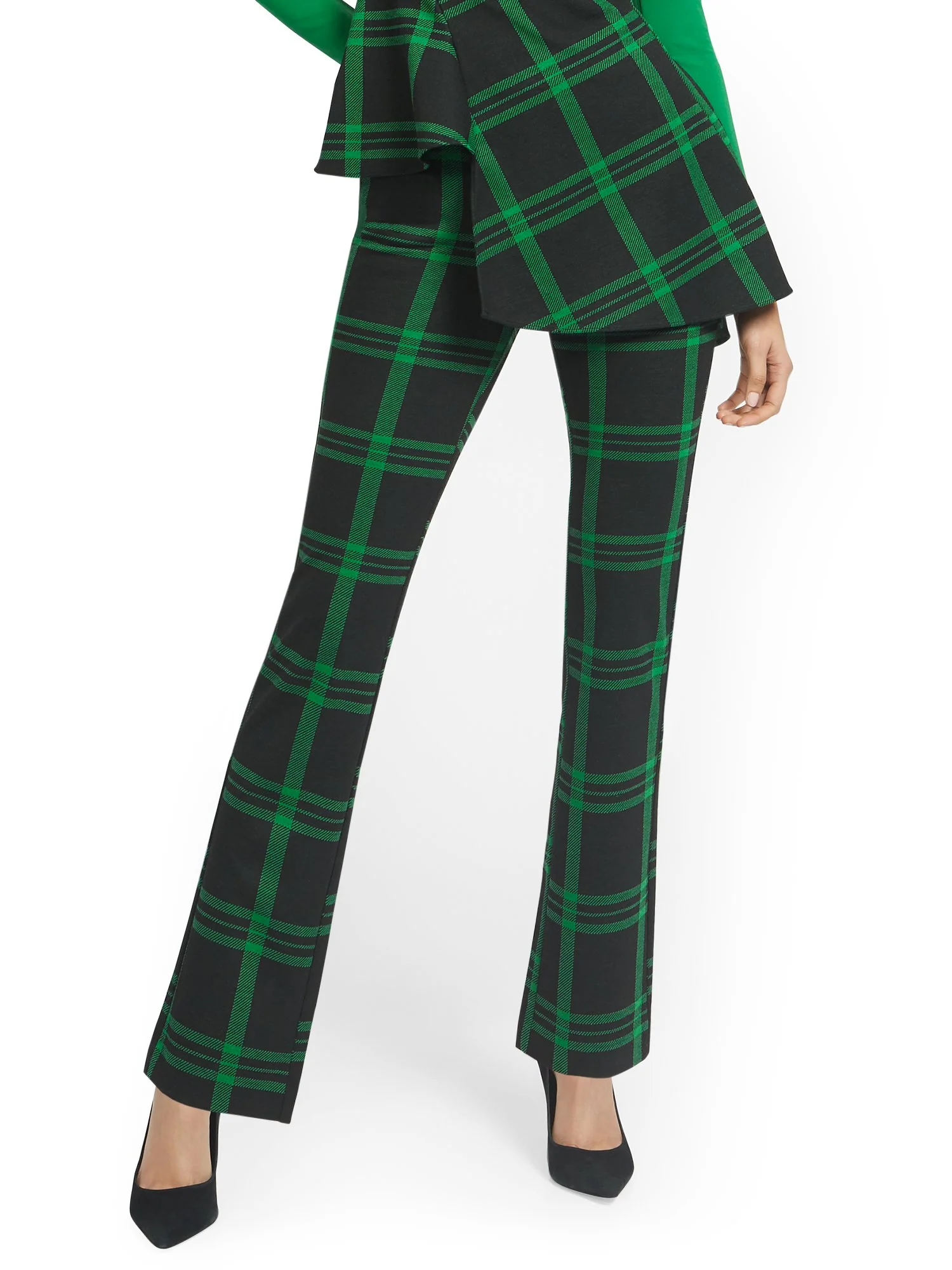 Petite Plaid Pull-On Straight-Leg Ponte Knit Pant - Superflex - Image 7