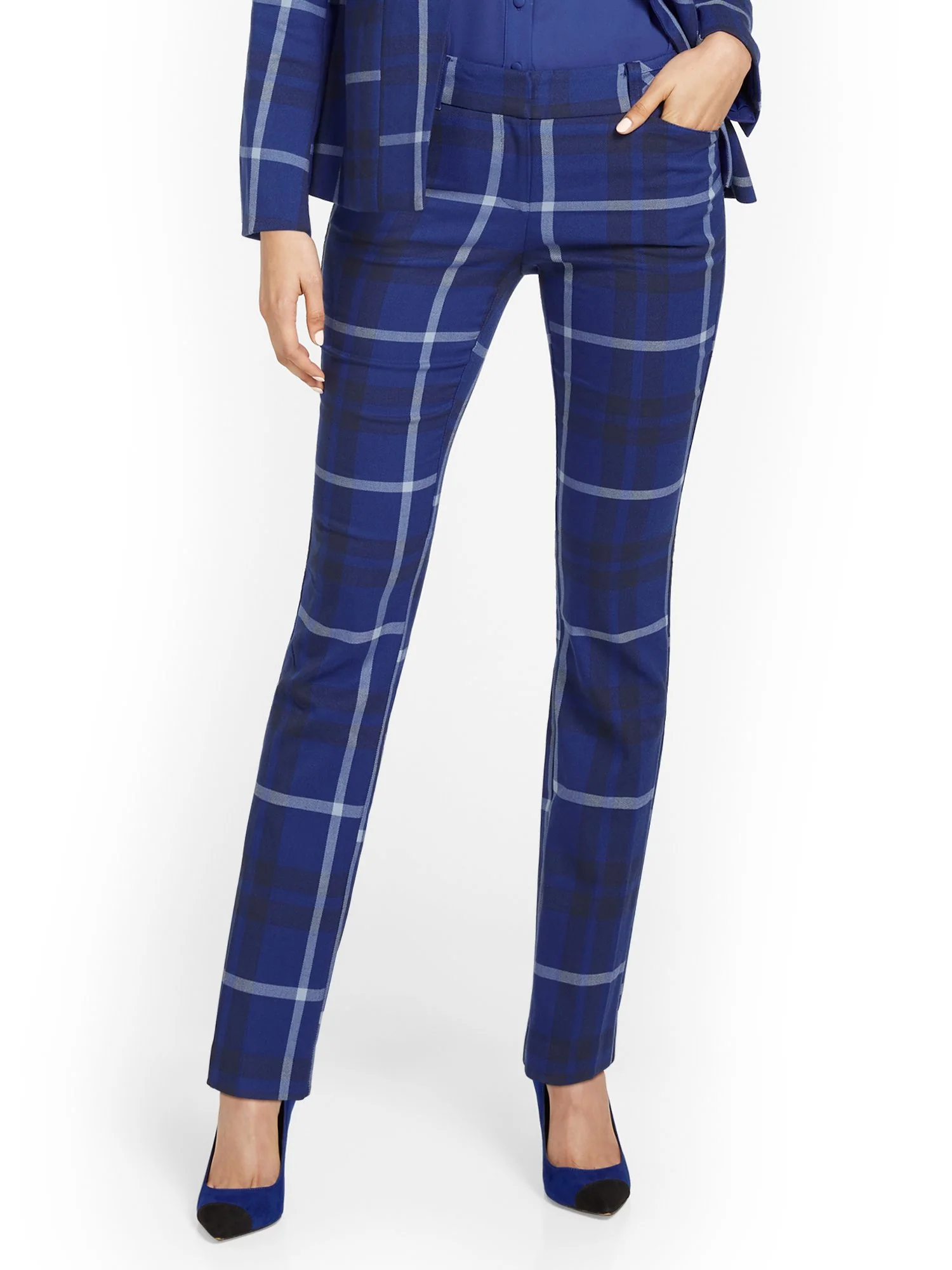 Petite Plaid Signature Fit Straight-Leg Pant - 7th Avenue
