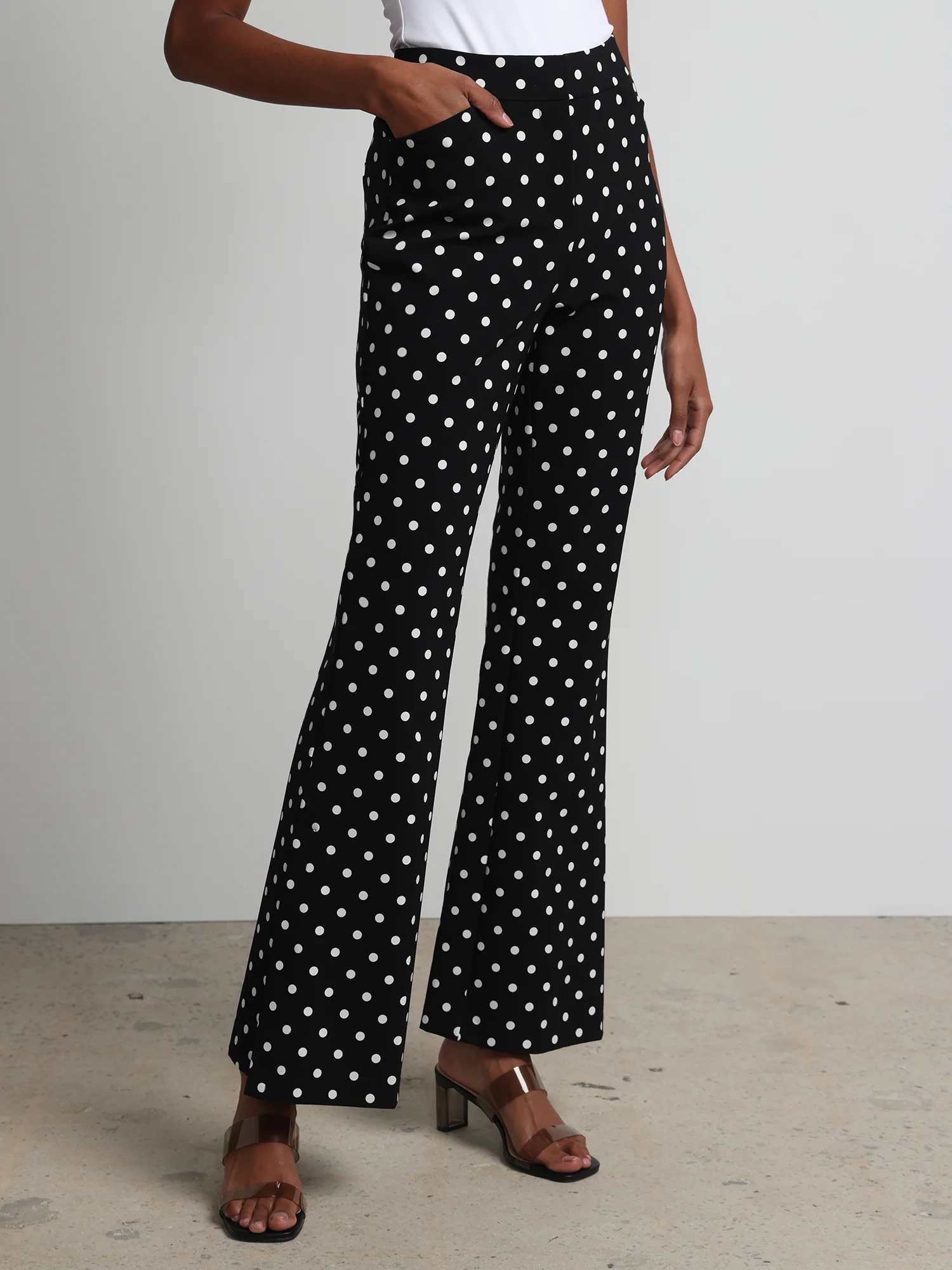 Petite Polka-Dot High-Waisted Straight-Leg Pant - Fit To Flatter