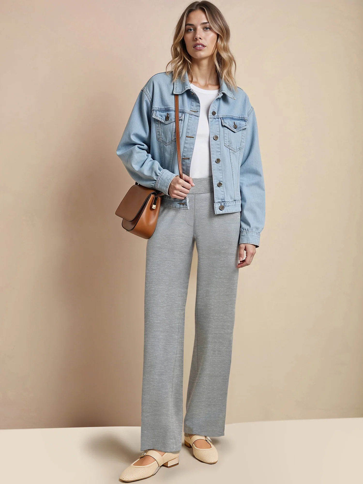 Petite Ponte Wide Leg Mid Rise Pant - Image 10