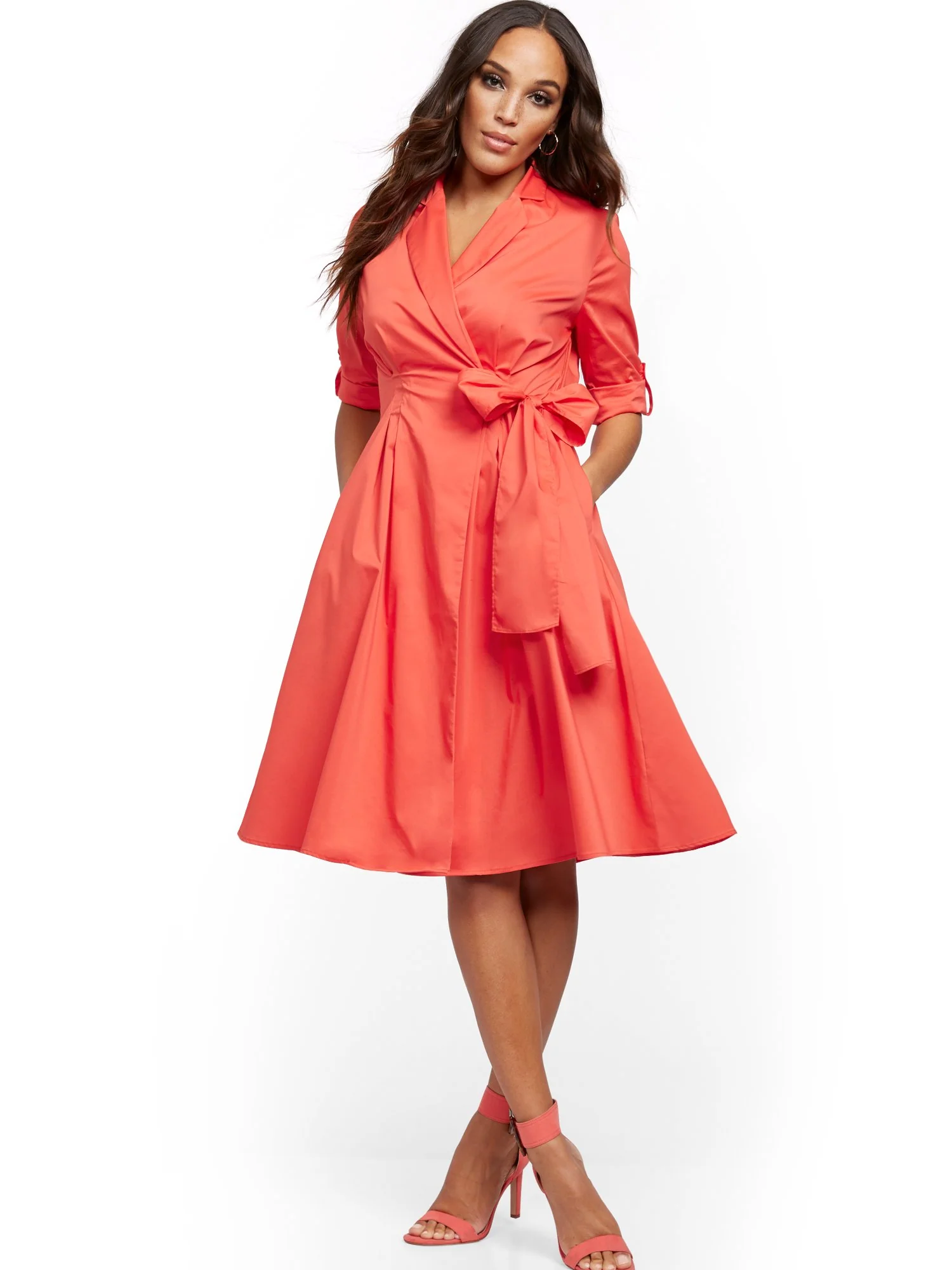 Petite Poplin Belted Midi Shirtdress - Image 4