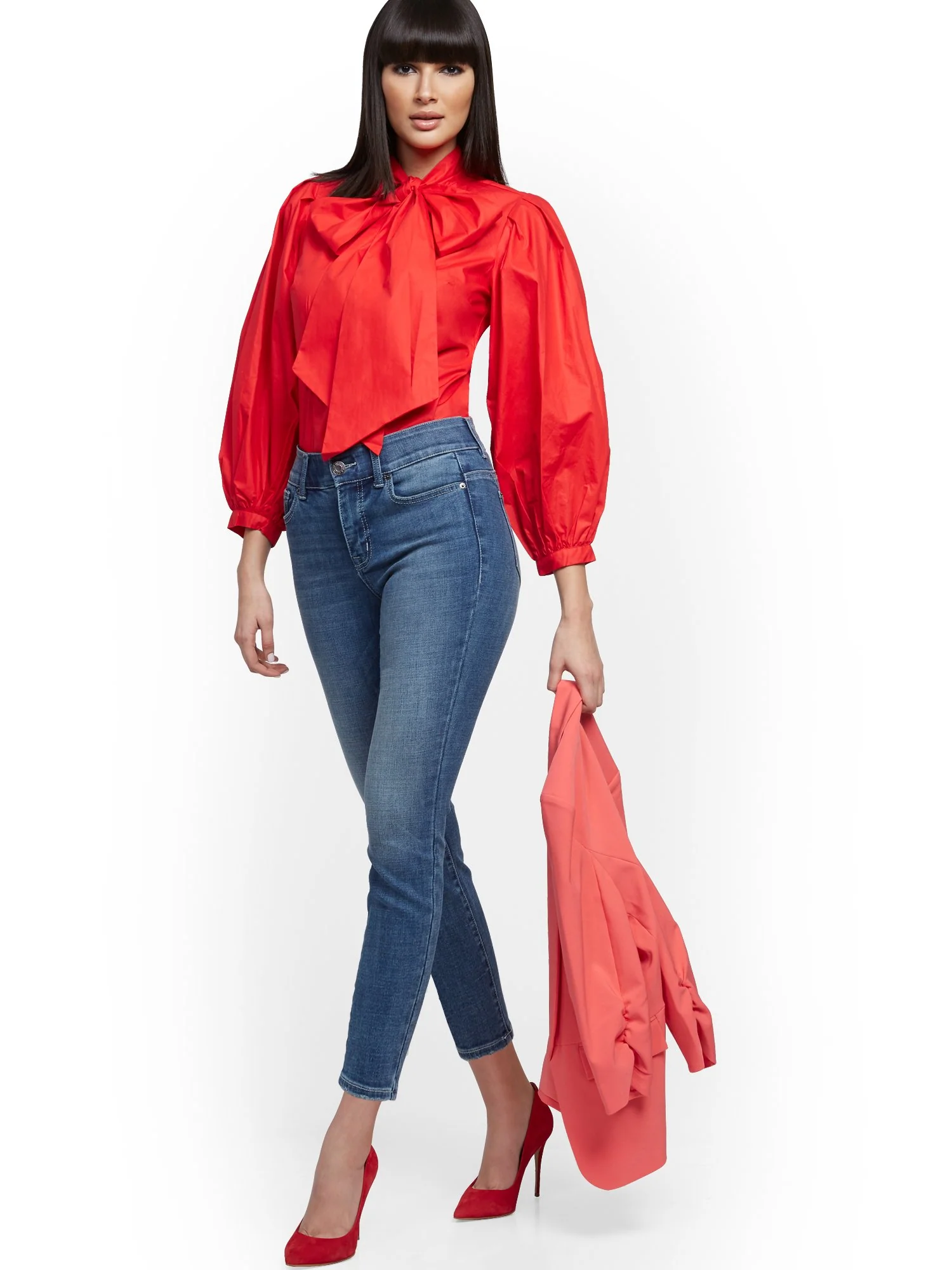 Petite Poplin Bow Blouse - Image 3