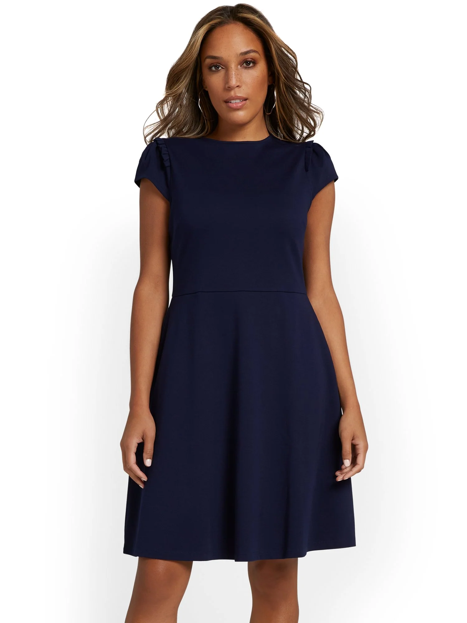 Petite Puff-Sleeve Flare Dress - City Knits - Image 13