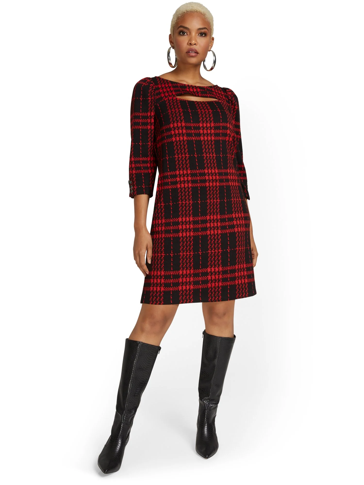 Petite Puff-Sleeve Shift Dress - Superflex - Image 2