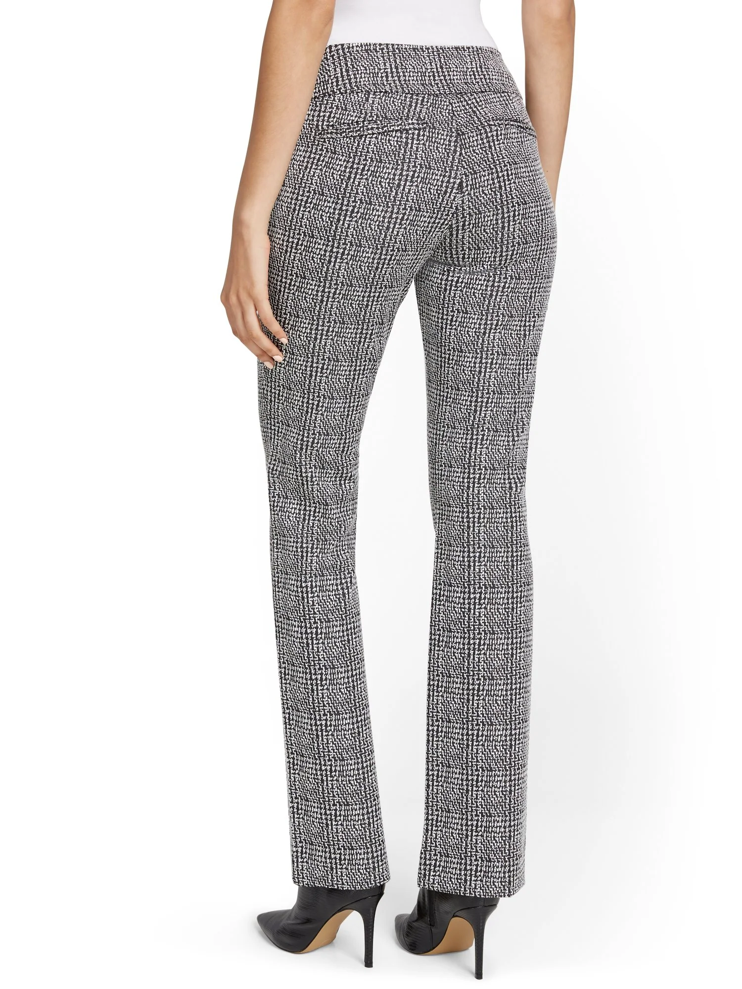 Petite Pull-On Check-Print Bootcut Ponte Pant - Superflex - Image 3