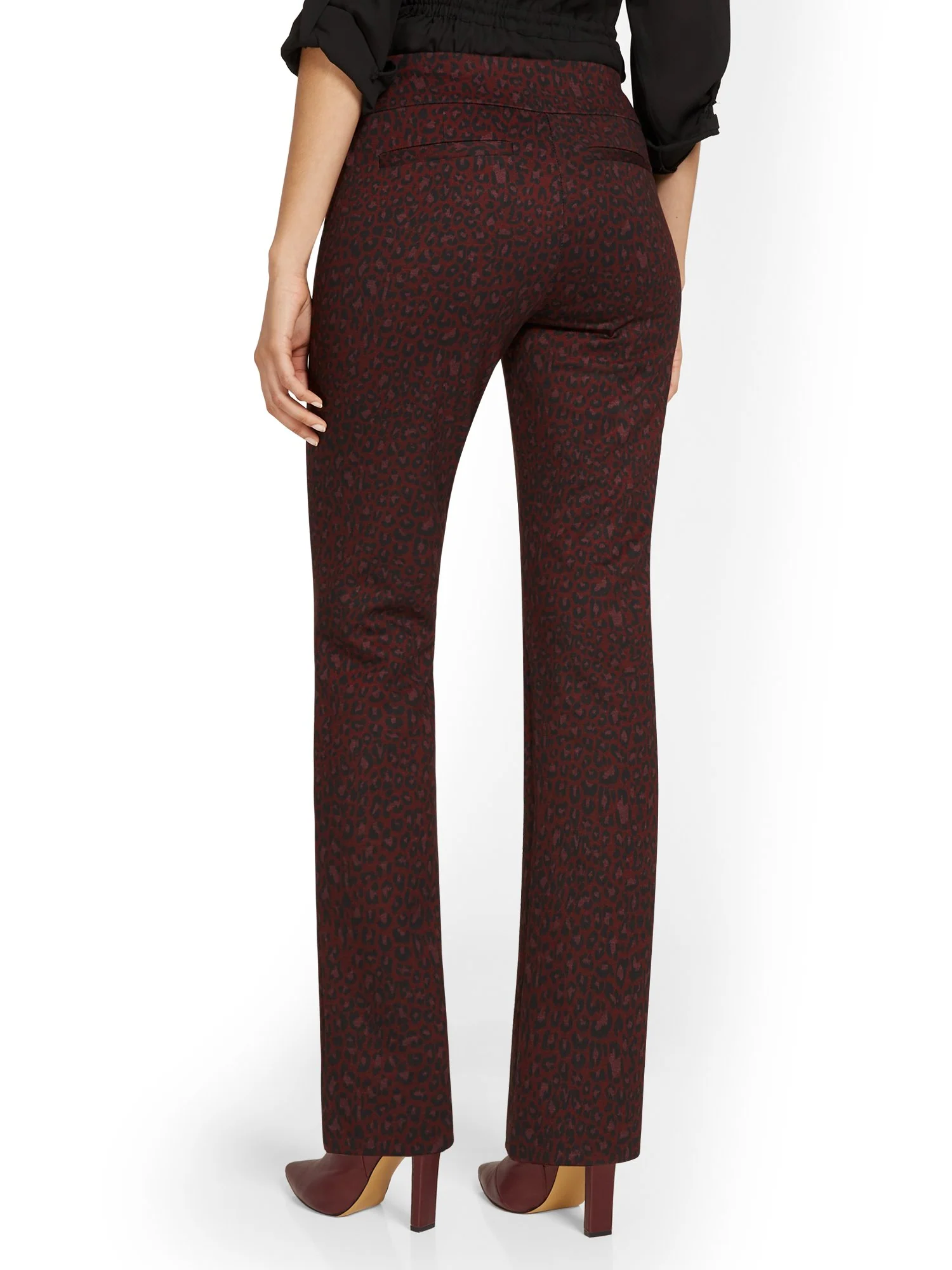Petite Pull-On Leopard-Print Straight-Leg Ponte Pant - Superflex - Image 3