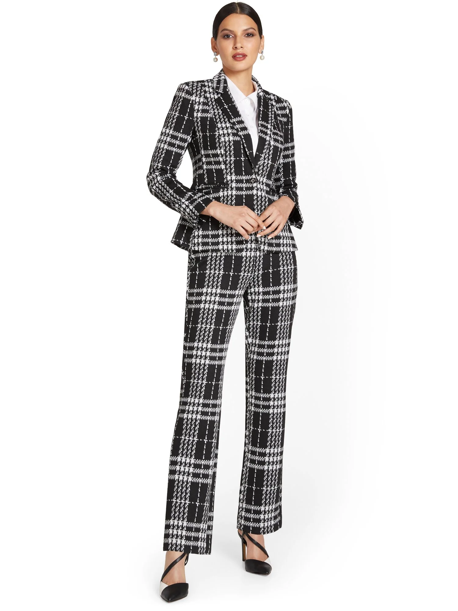 Petite Pull-On Plaid Straight-Leg Ponte Pant - Superflex - Image 4