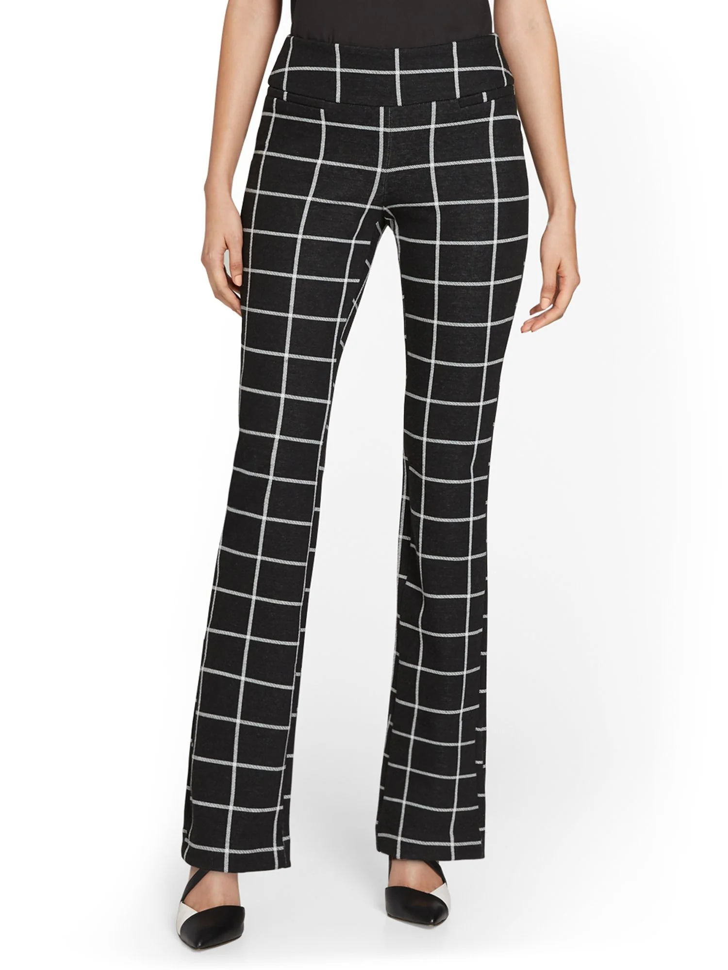 Petite Pull-On Windowpane-Print Ponte Bootcut Pant - Superflex - Image 2