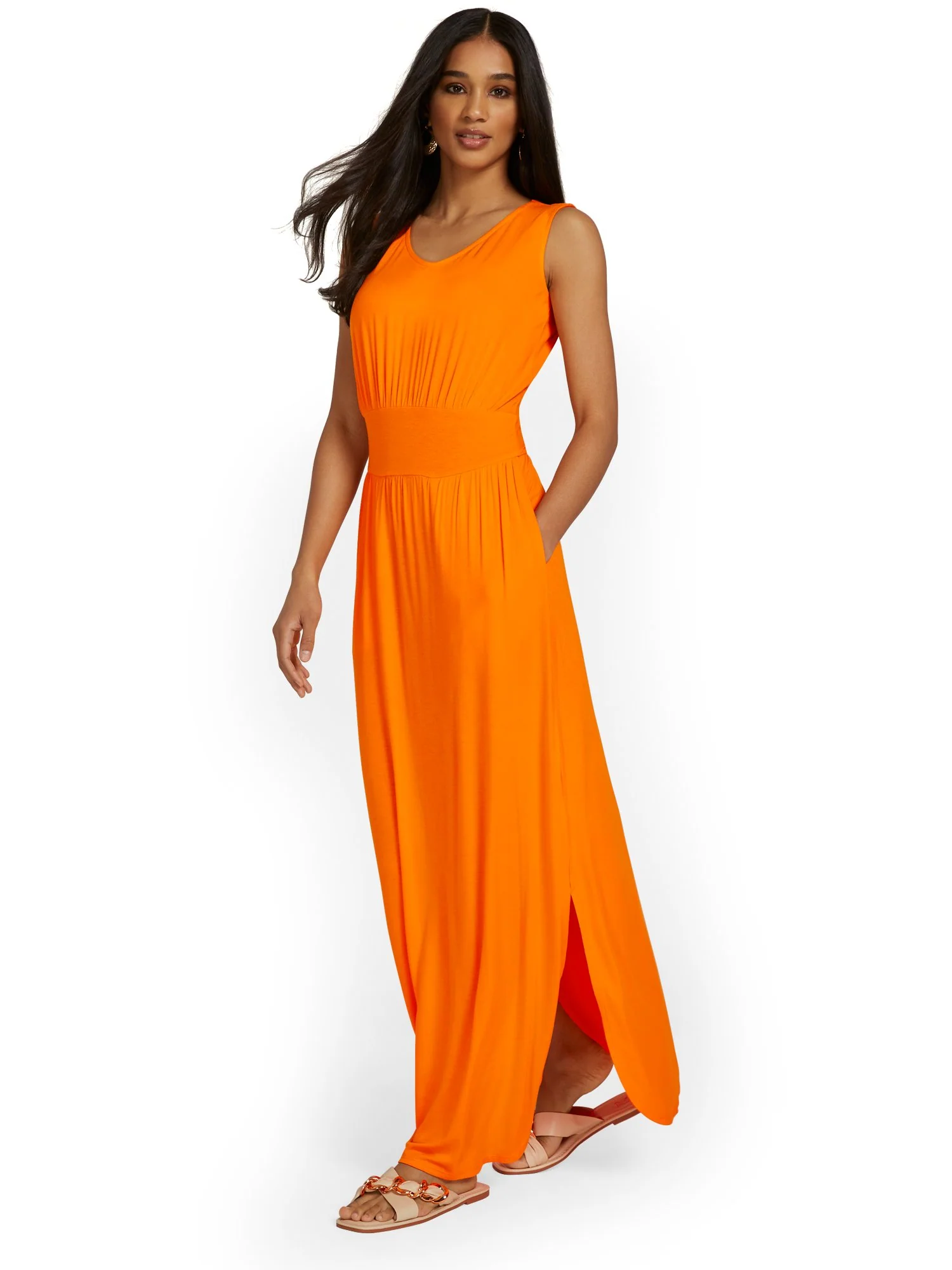 Petite Ruched Side-Slit Maxi Dress - Image 8