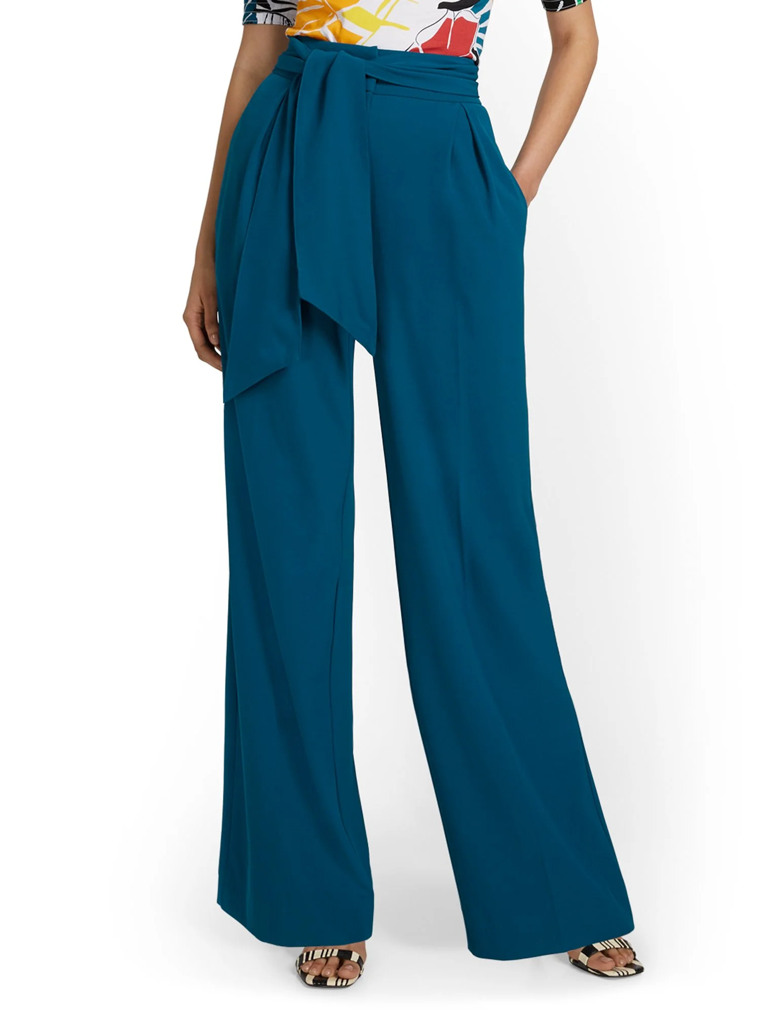 Petite Sash-Tie Palazzo Pant