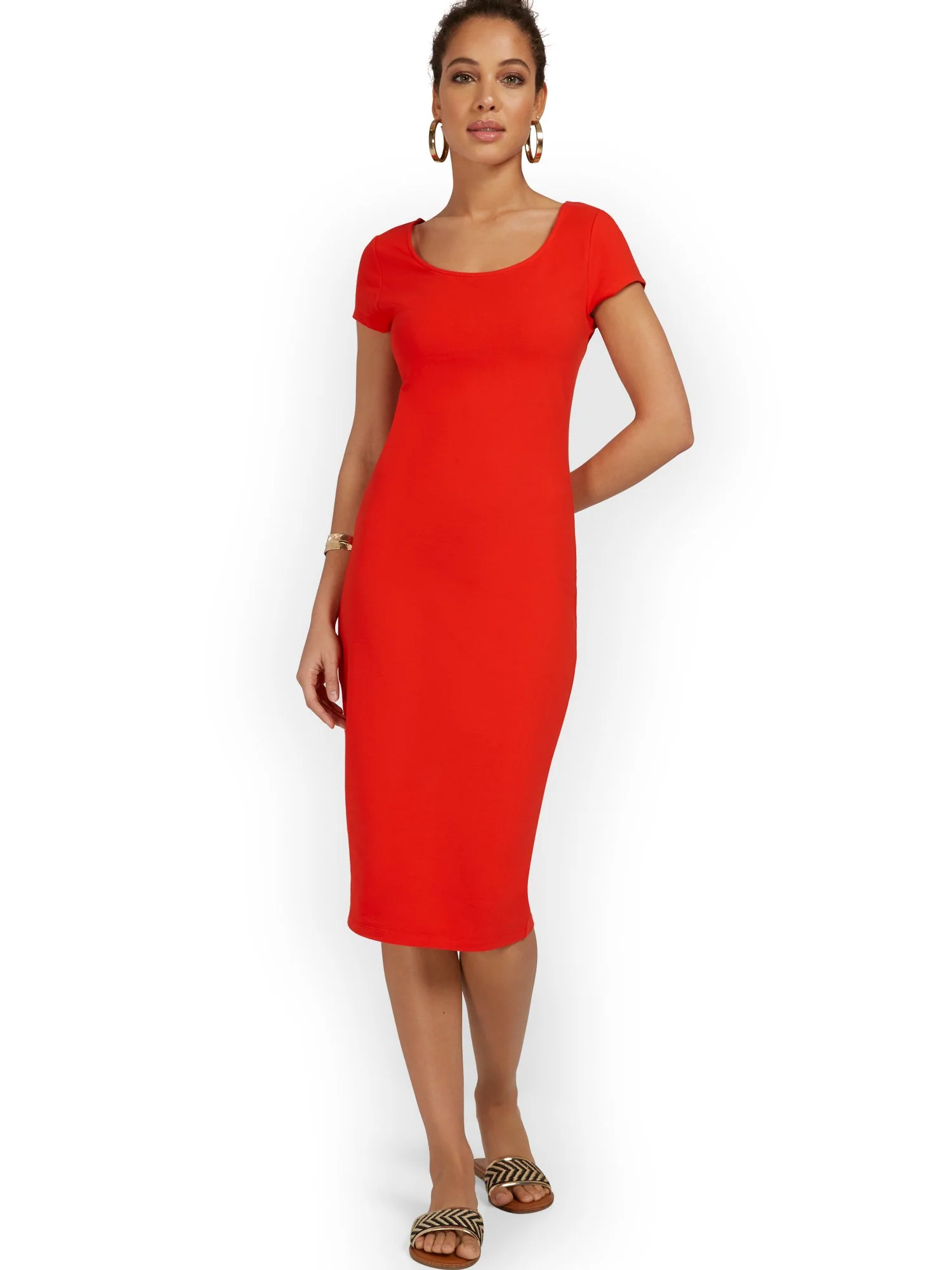 Petite Scoopneck Cap-Sleeve Midi Dress - Everyday Collection - Image 6
