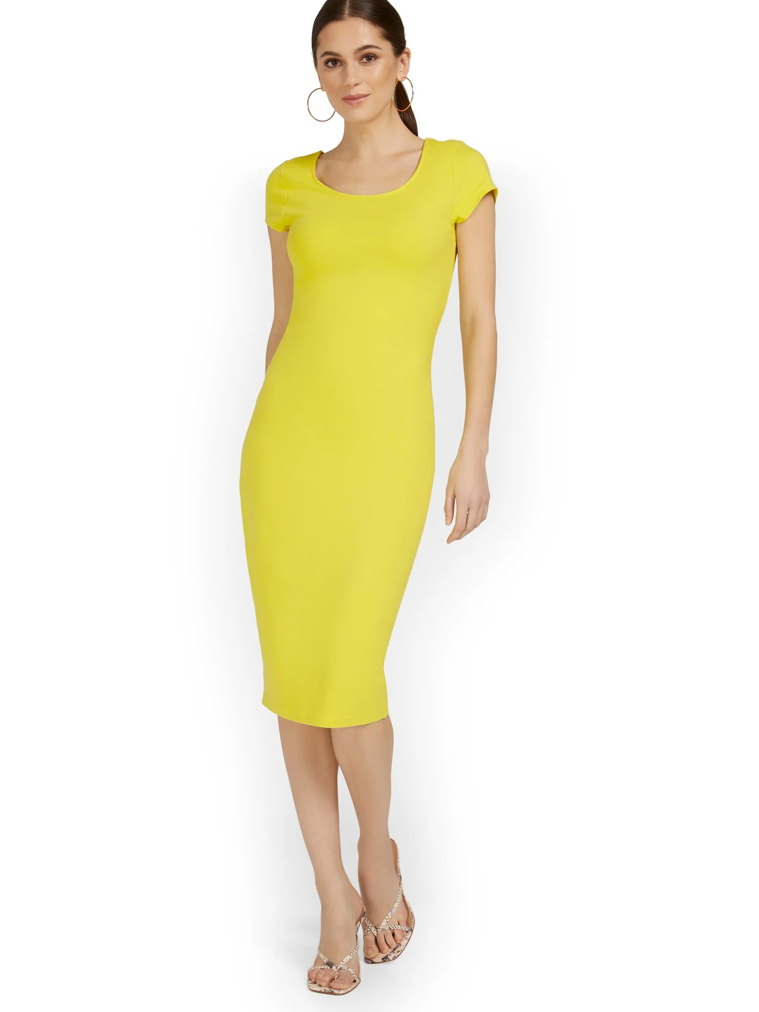 Petite Scoopneck Cap-Sleeve Midi Dress - Everyday Collection - Image 9