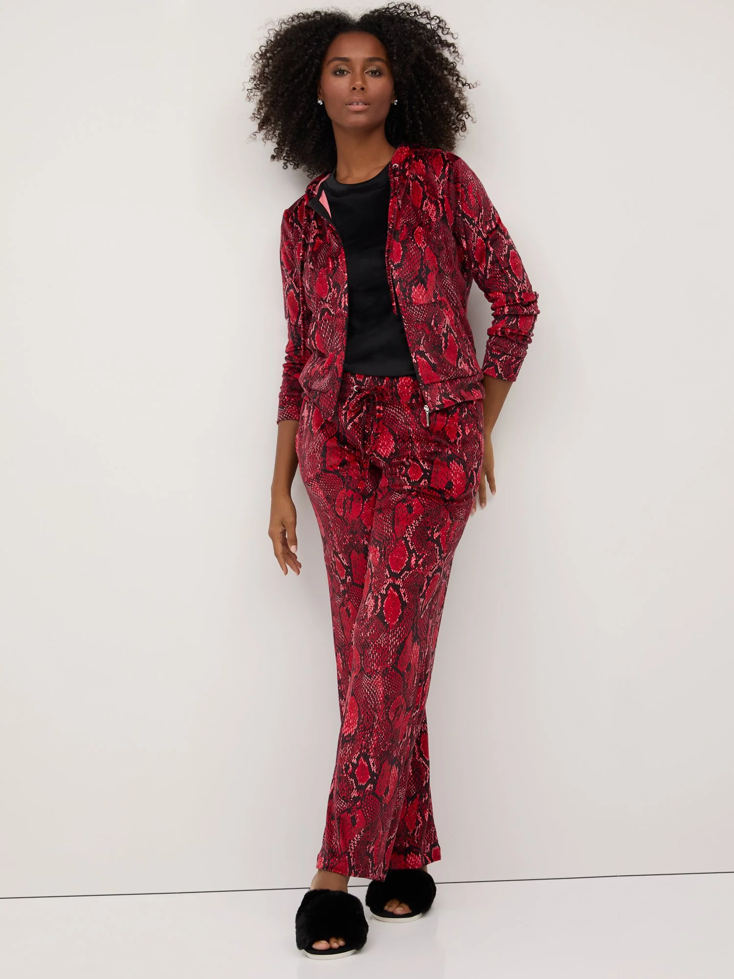 Petite Snake-Print Velour Straight-Leg Pant - Dreamy Velour Collection - Image 2