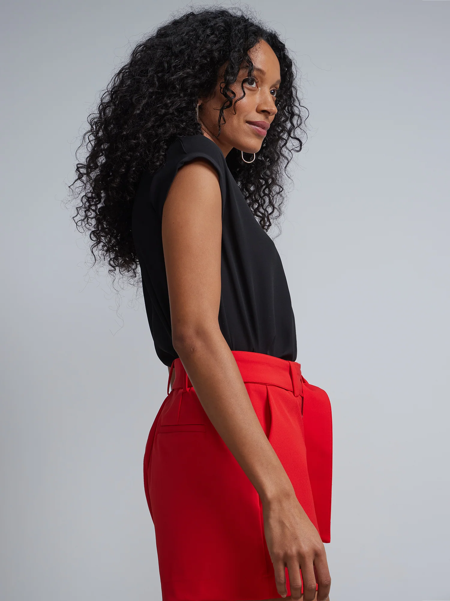 Petite Split-Neck Cuffed Blouse - Image 2