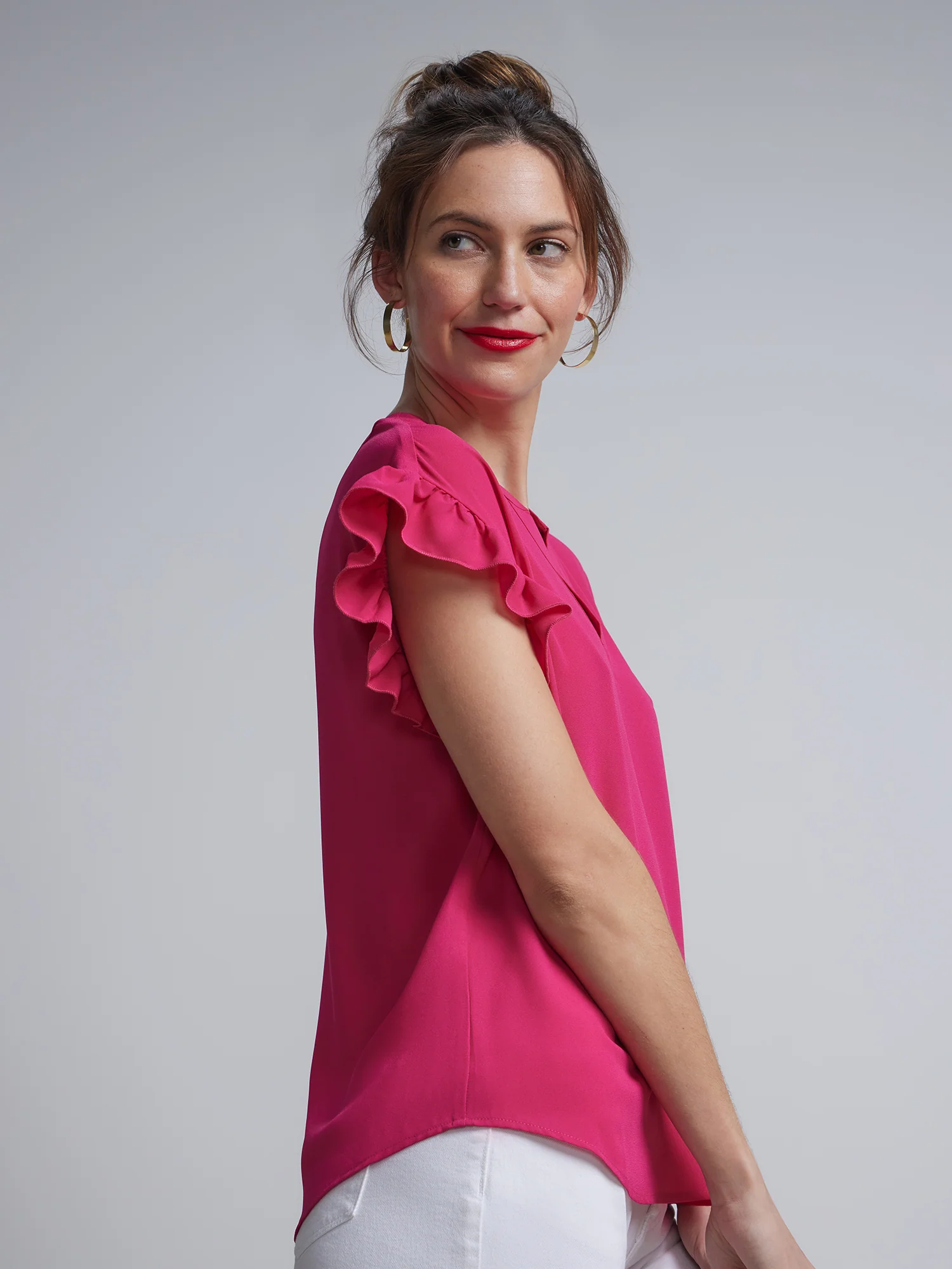 Petite Split-Neck Ruffle-Sleeve Blouse - Image 17
