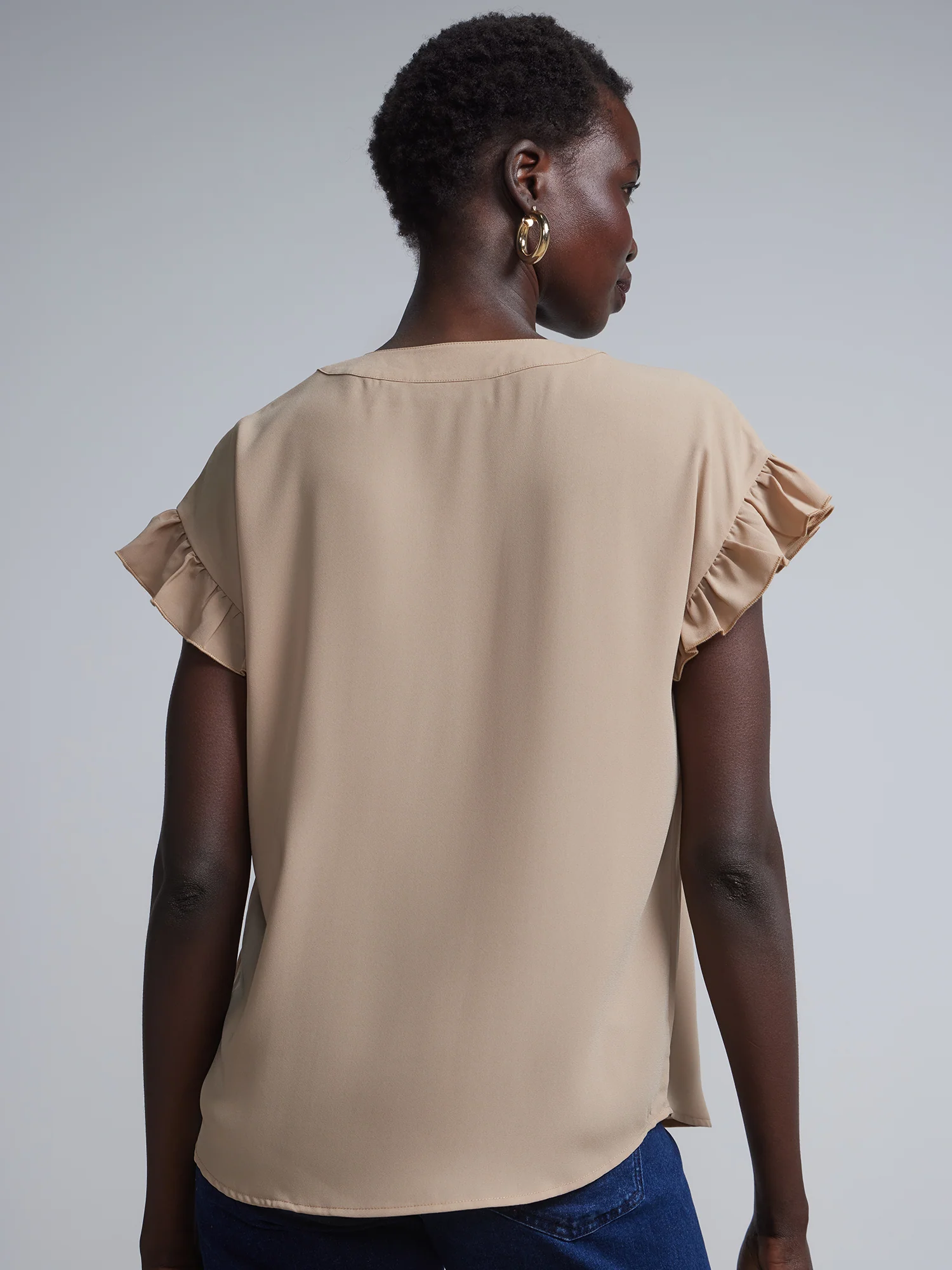 Petite Split-Neck Ruffle-Sleeve Blouse - Image 23