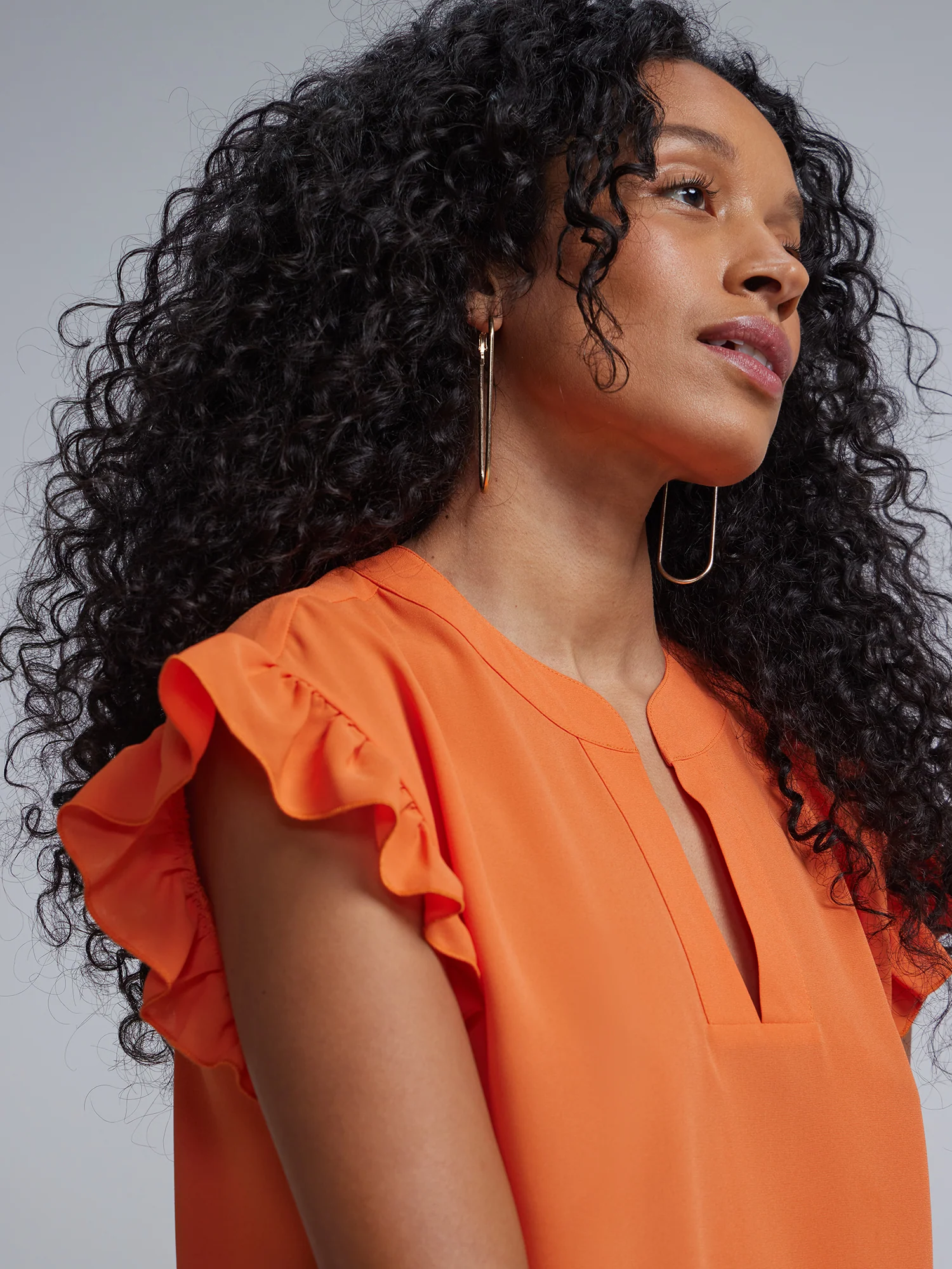 Petite Split-Neck Ruffle-Sleeve Blouse - Image 8