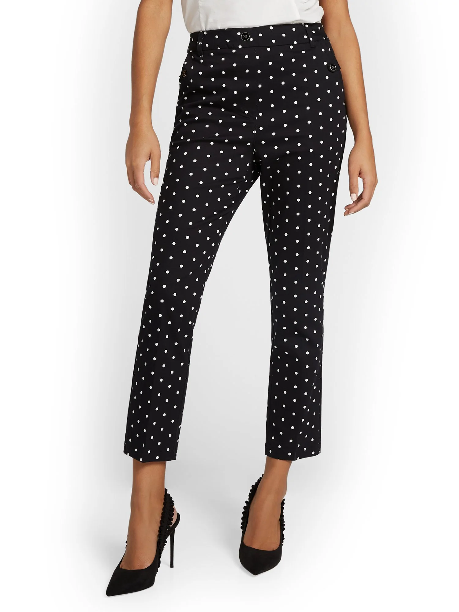 Petite Straight-Leg High-Waisted Polka-Dot Ankle Pant - NY&Chic Collection - Image 2