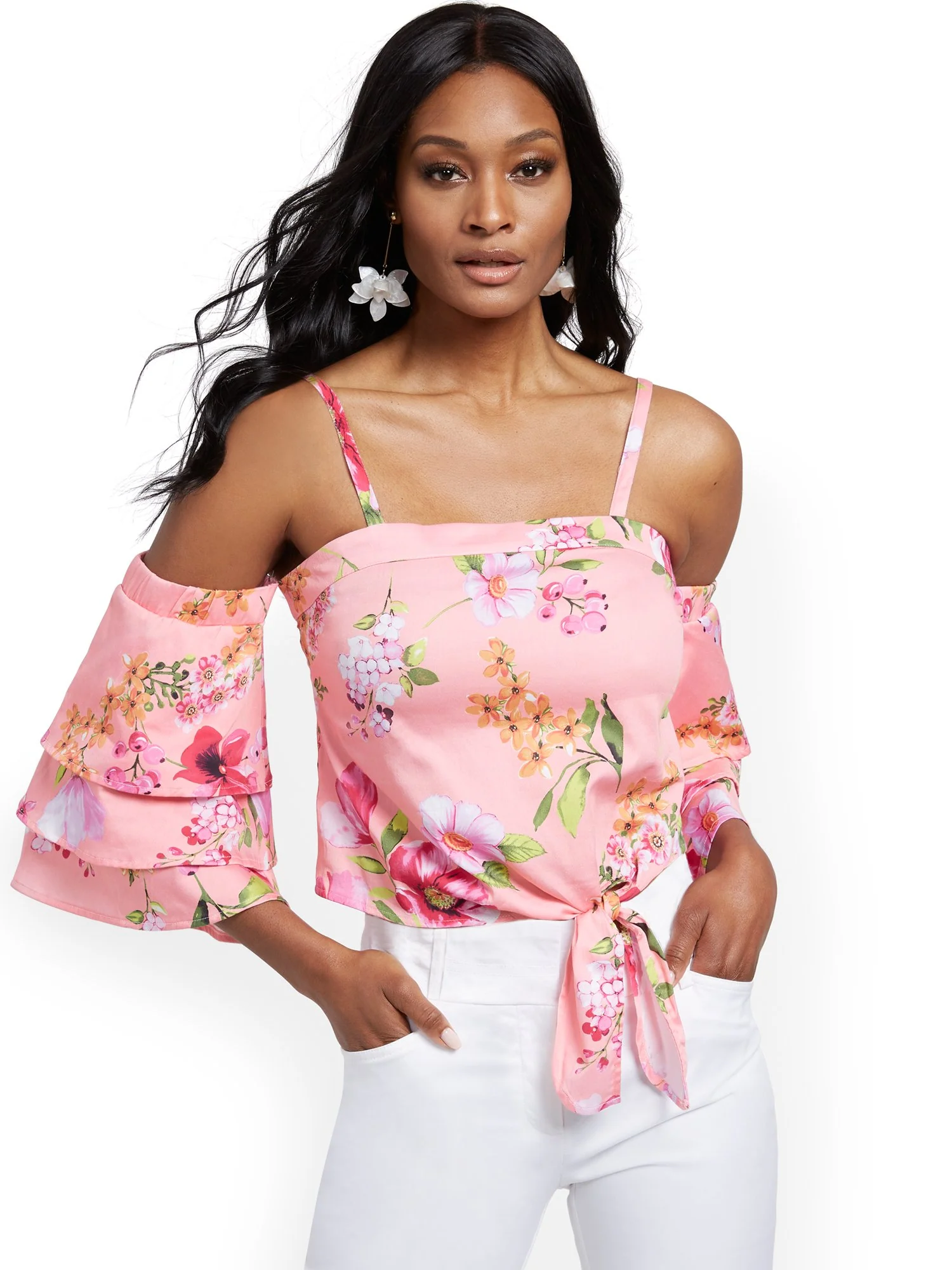 Petite Tiered-Sleeve Off-The-Shoulder Top - 7th Avenue - Image 6