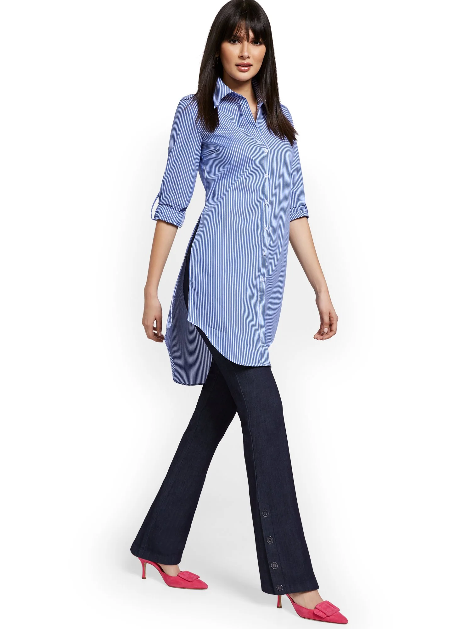 Petite Whitney High-Waisted Pull-On Barely Bootcut Pant - Navy - Image 5