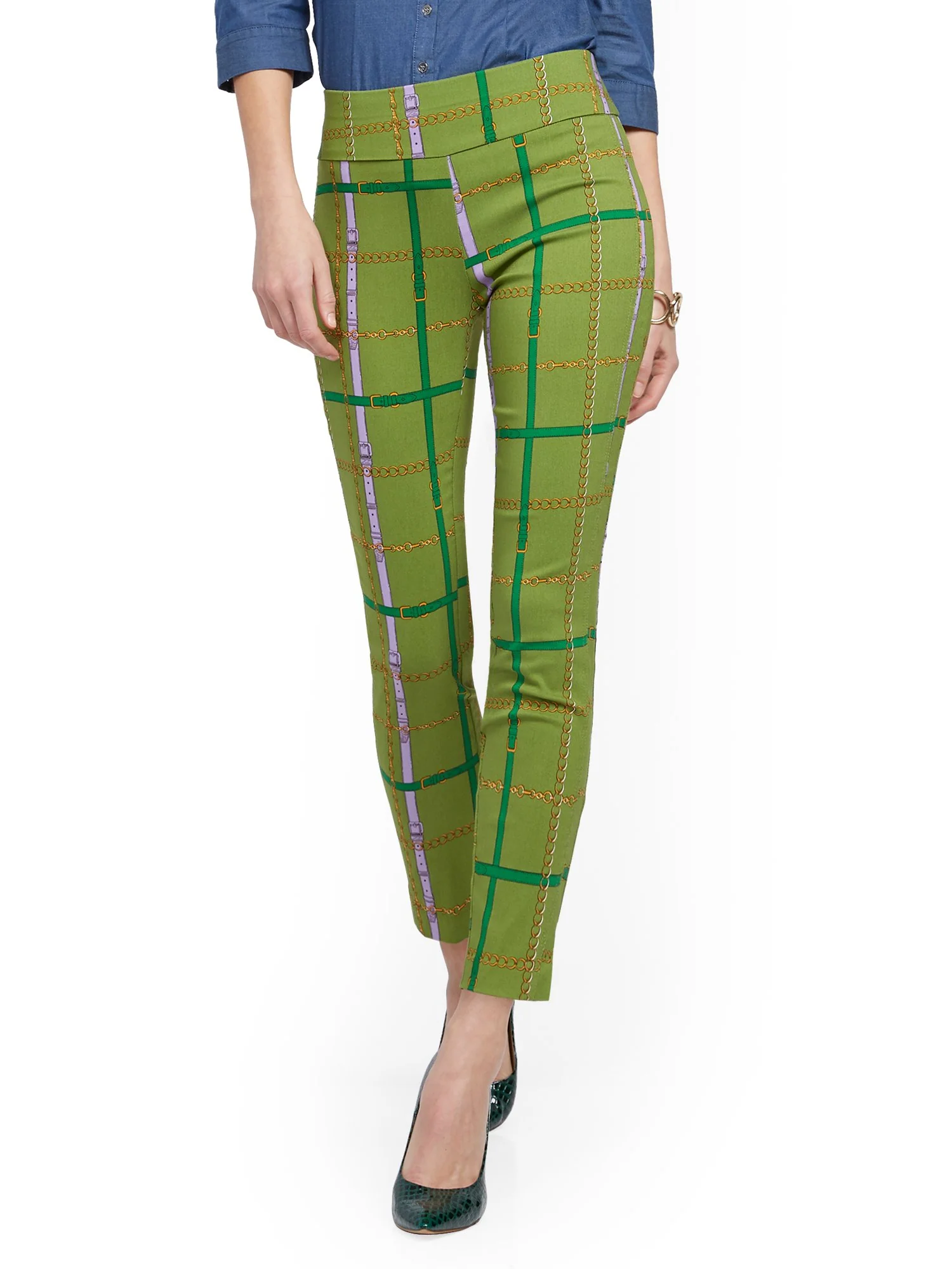 Petite Whitney High-Waisted Pull-On Slim-Leg Ankle Pant - Link Print - Image 2