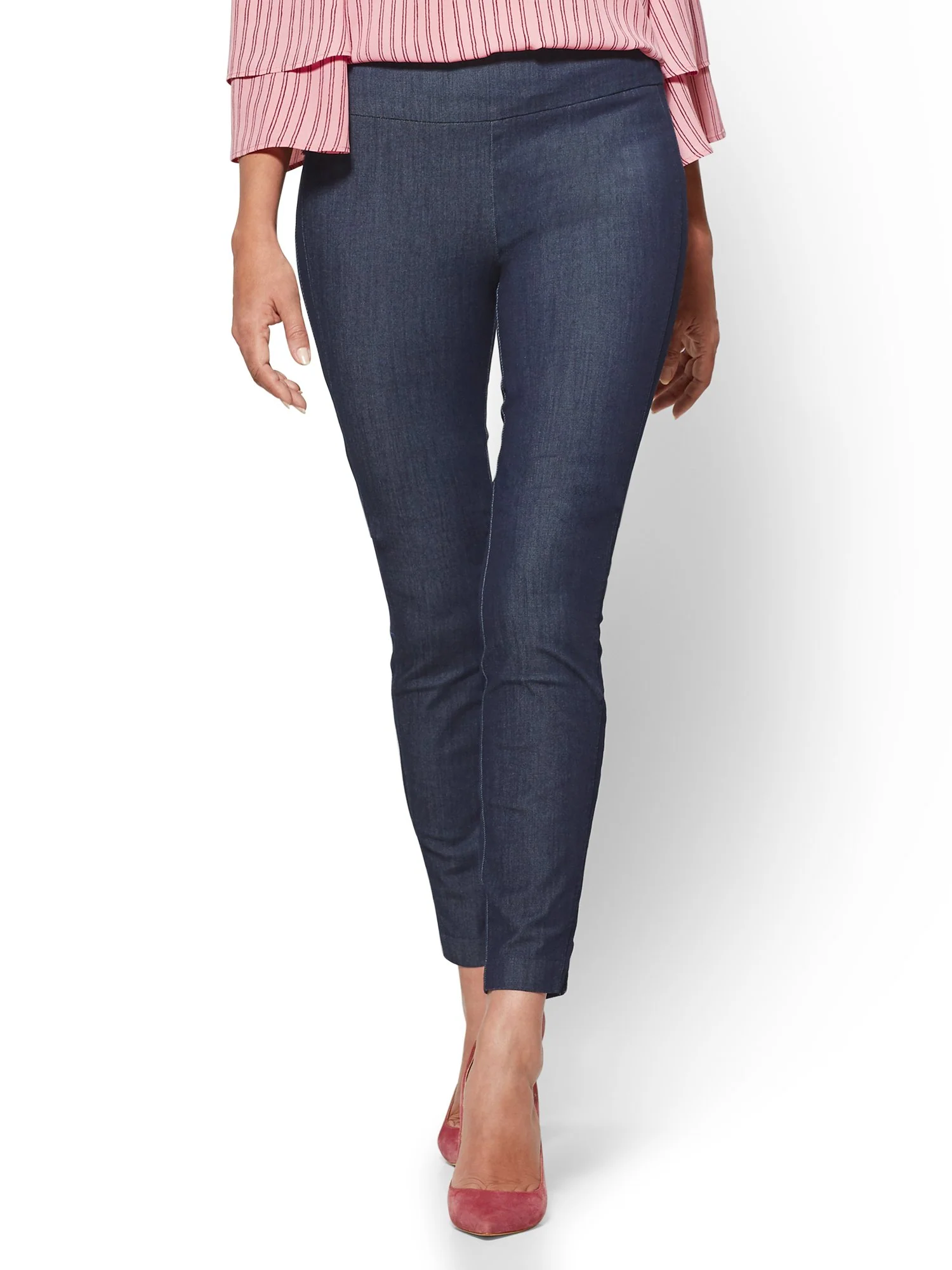 Petite Whitney High-Waisted Pull-On Slim-Leg Ankle Pant - Navy - Image 2