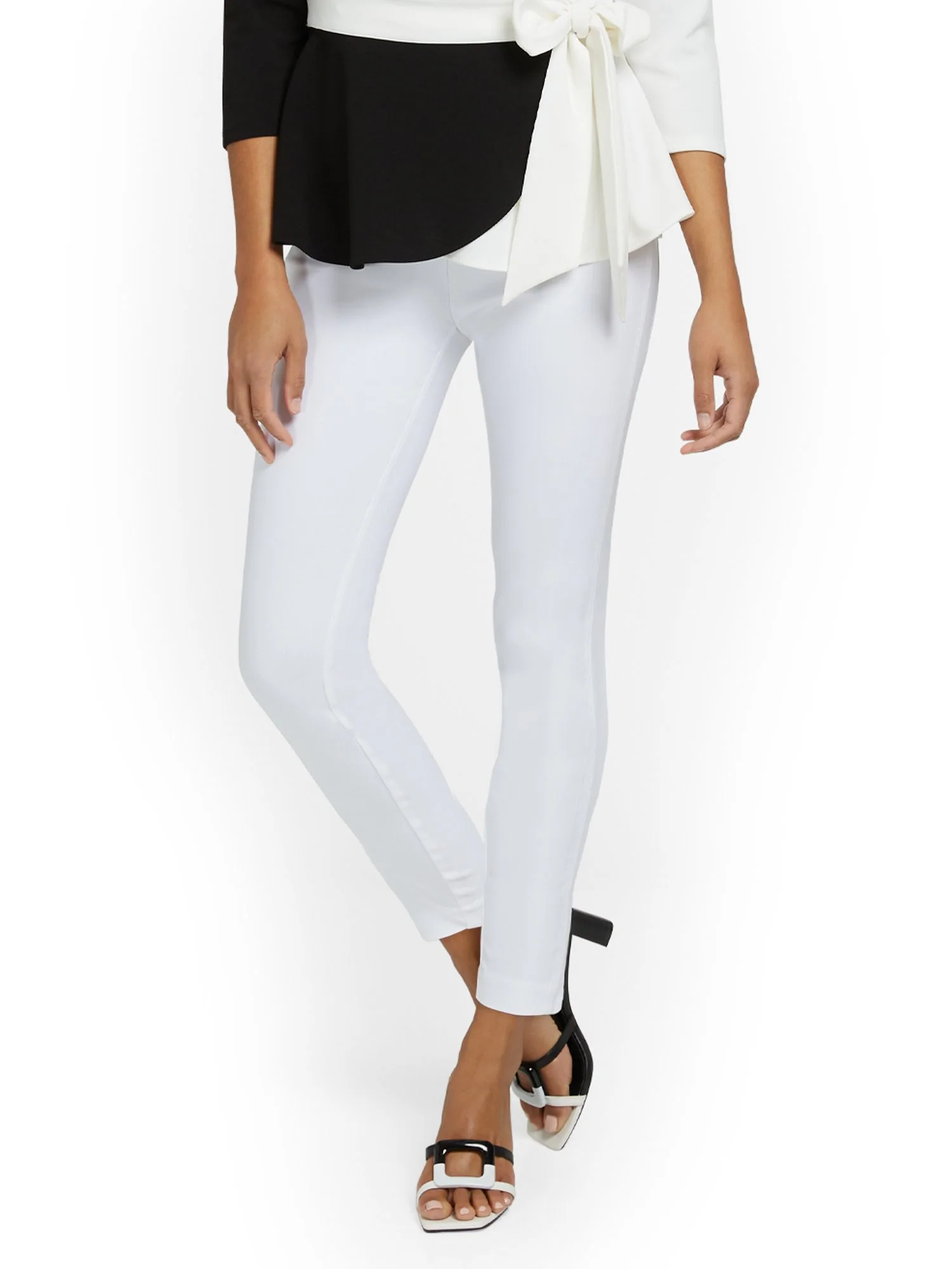 Petite Whitney High-Waisted Pull-On Slim-Leg Ankle Pant - Optic White