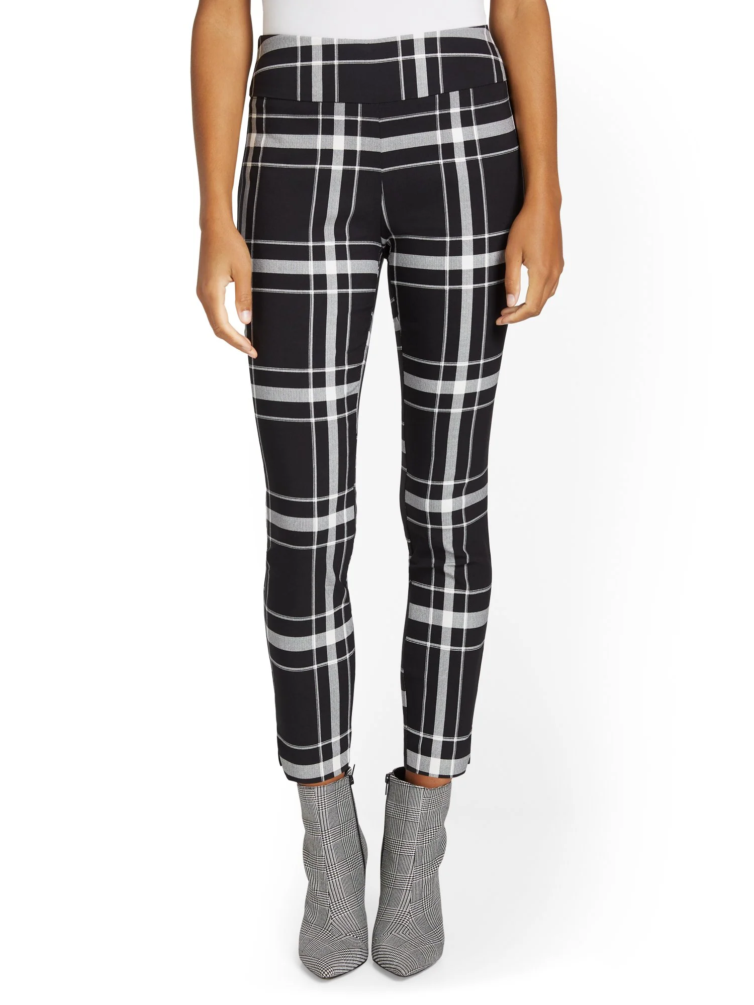 Petite Whitney High-Waisted Pull-On Slim-Leg Ankle Pant - Plaid - Image 5