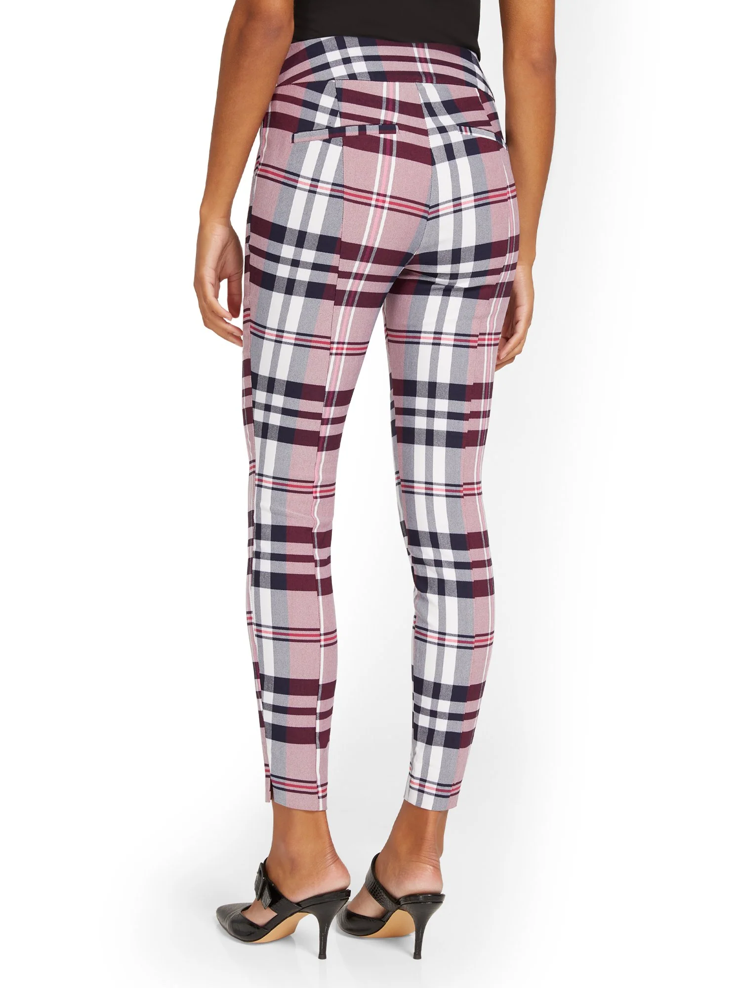 Petite Whitney High-Waisted Pull-On Slim-Leg Ankle Pant - Plaid - Image 3