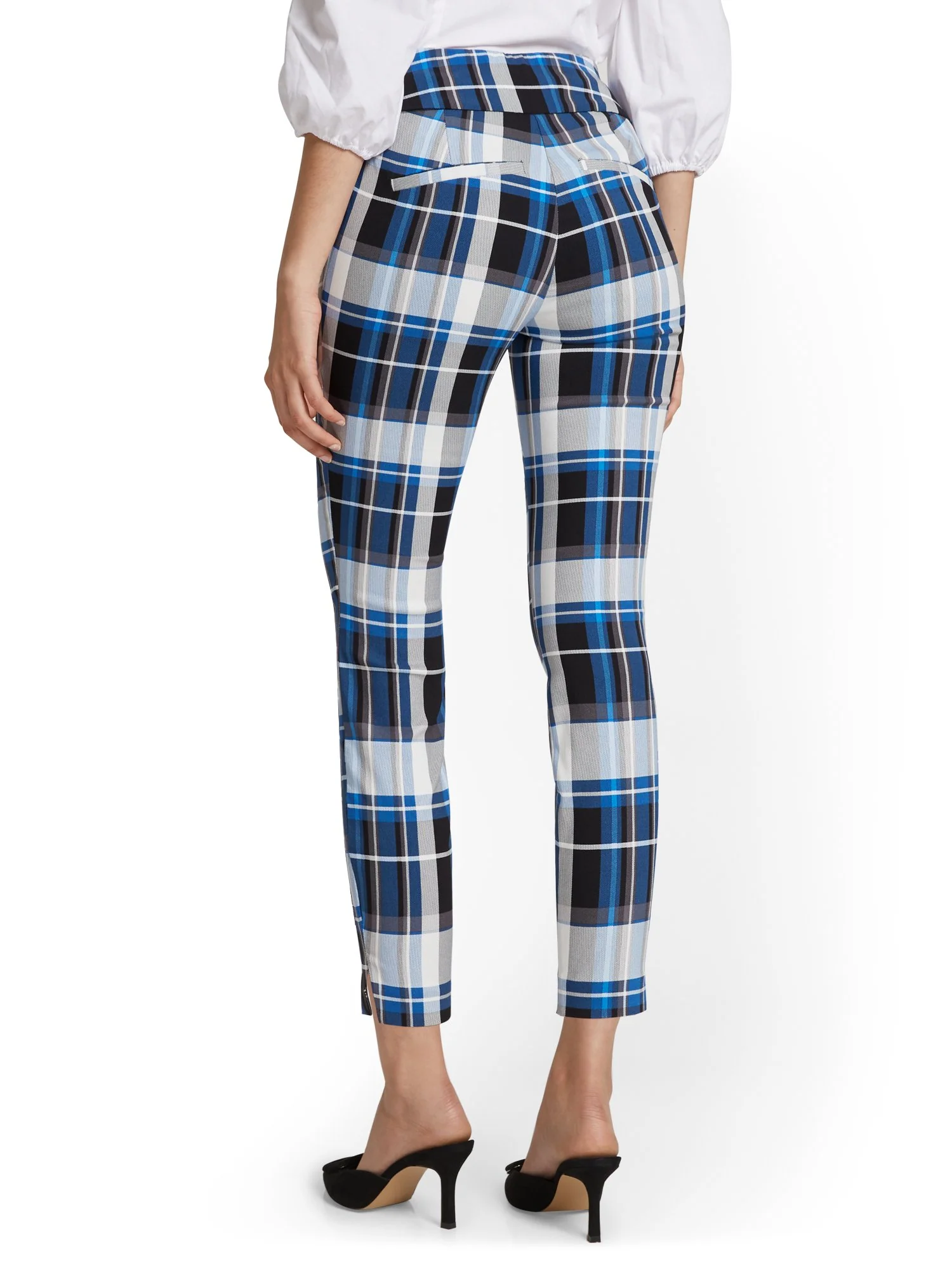 Petite Whitney High-Waisted Pull-On Slim-Leg Ankle Pant - Plaid - Image 3