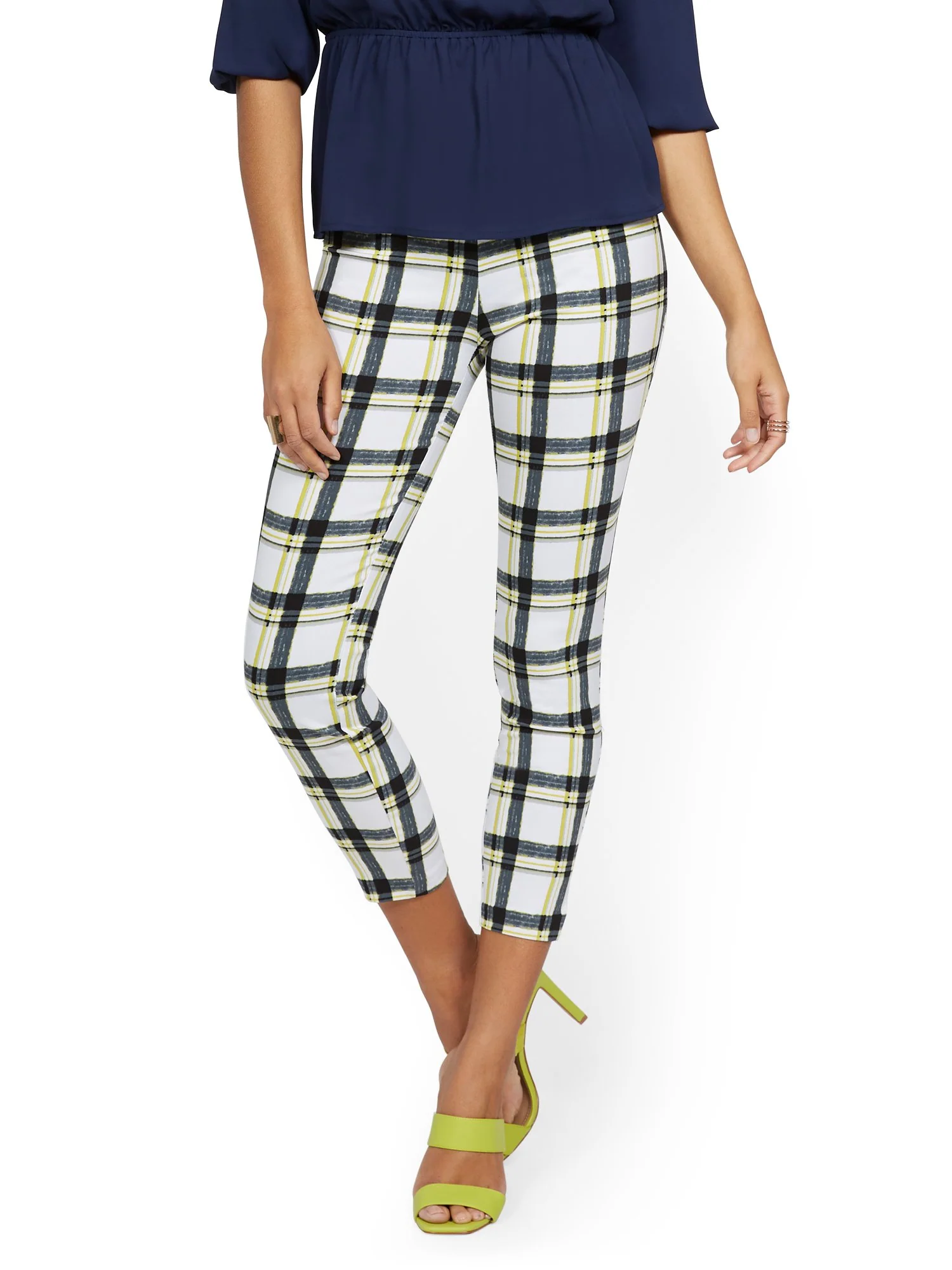 Petite Whitney High-Waisted Pull-On Slim-Leg Ankle Pant - Plaid - Image 2