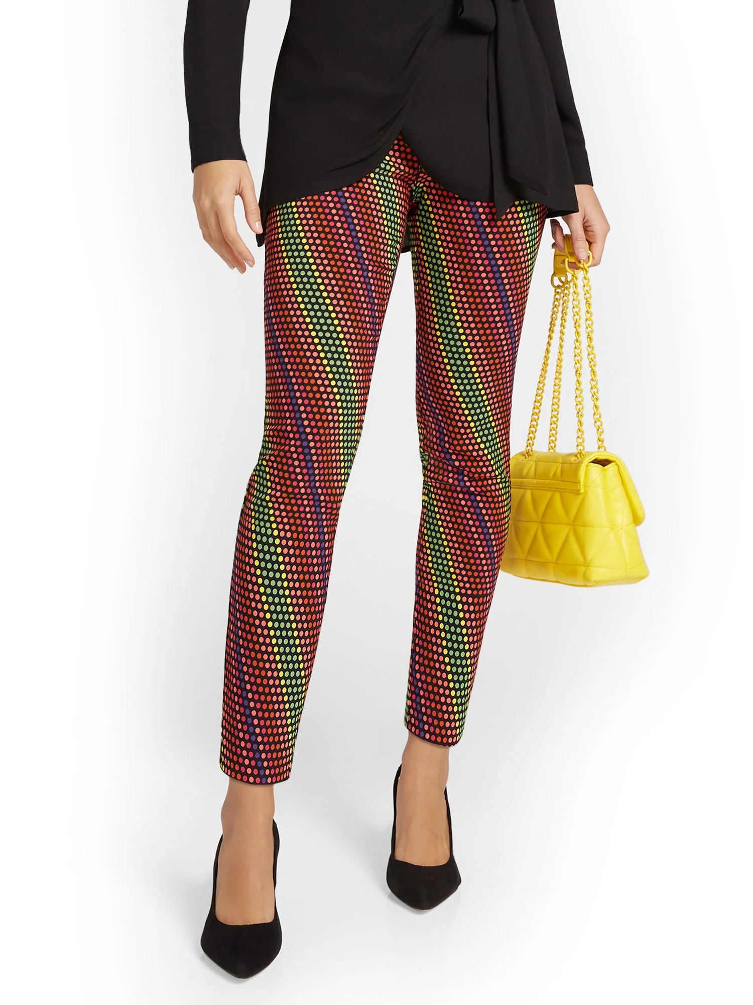Petite Whitney High-Waisted Pull-On Slim-Leg Ankle Pant - Polka-Dot Print - Image 2