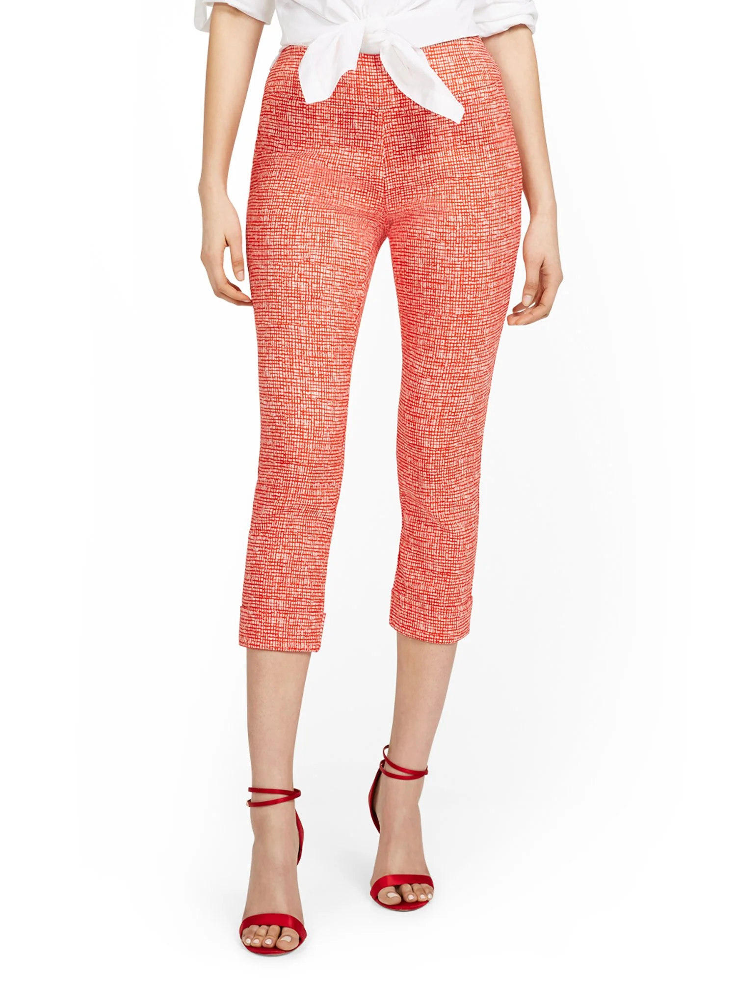 Petite Whitney High-Waisted Pull-On Slim-Leg Capri Pant - Crosshatch - Image 5