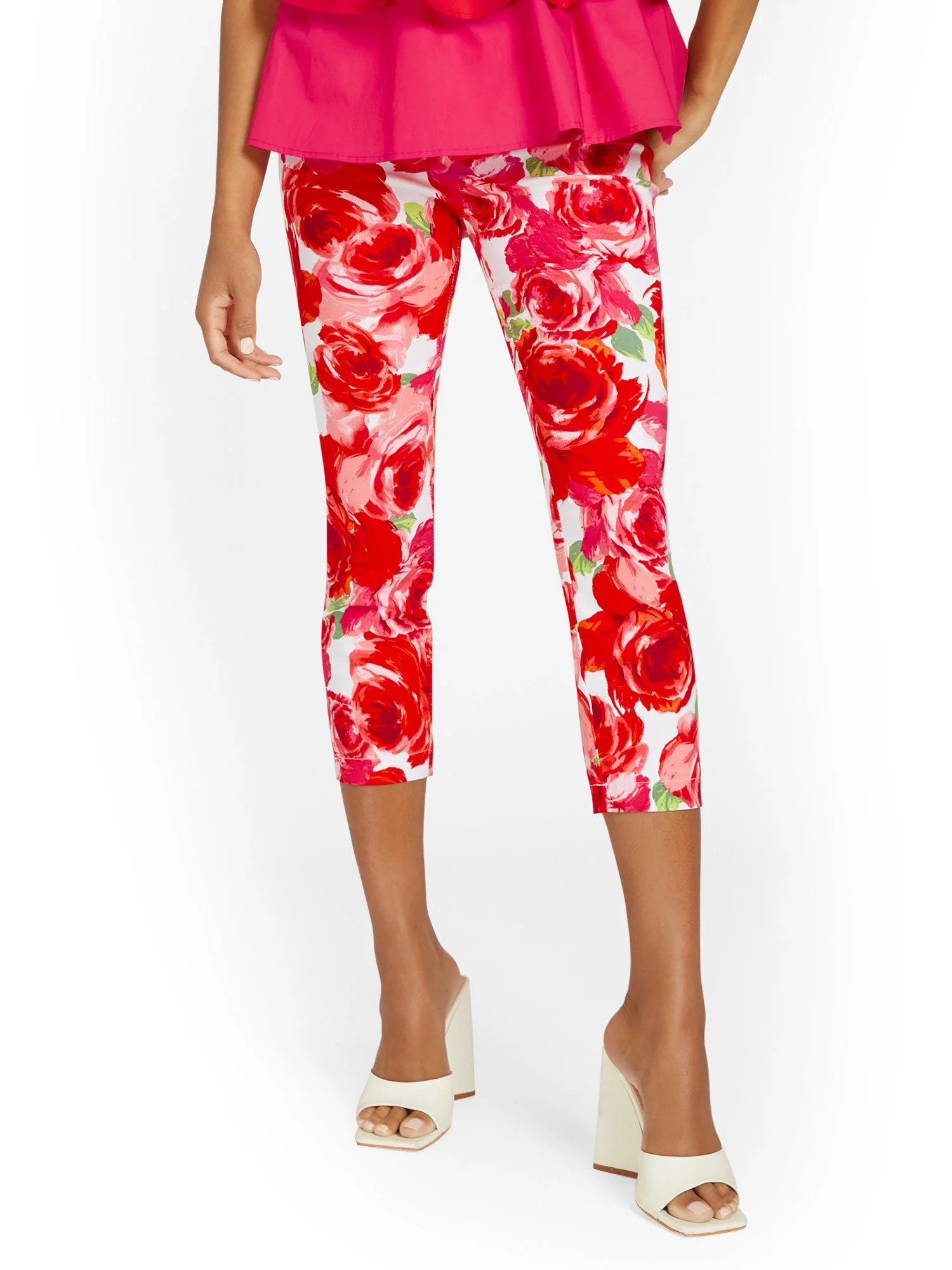 Petite Whitney High-Waisted Pull-On Slim-Leg Capri Pant - Floral-Print - Image 2
