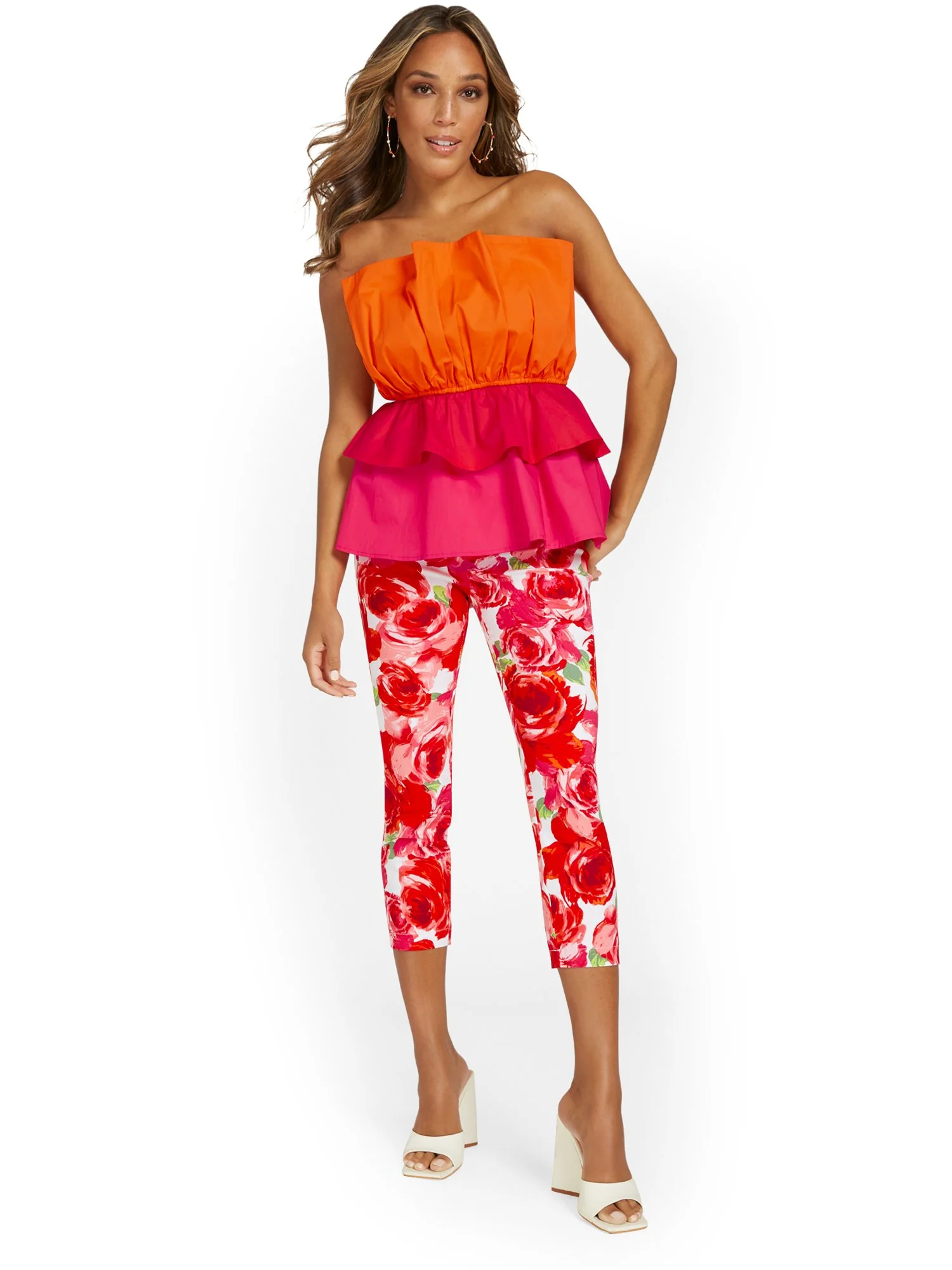 Petite Whitney High-Waisted Pull-On Slim-Leg Capri Pant - Floral-Print - Image 4