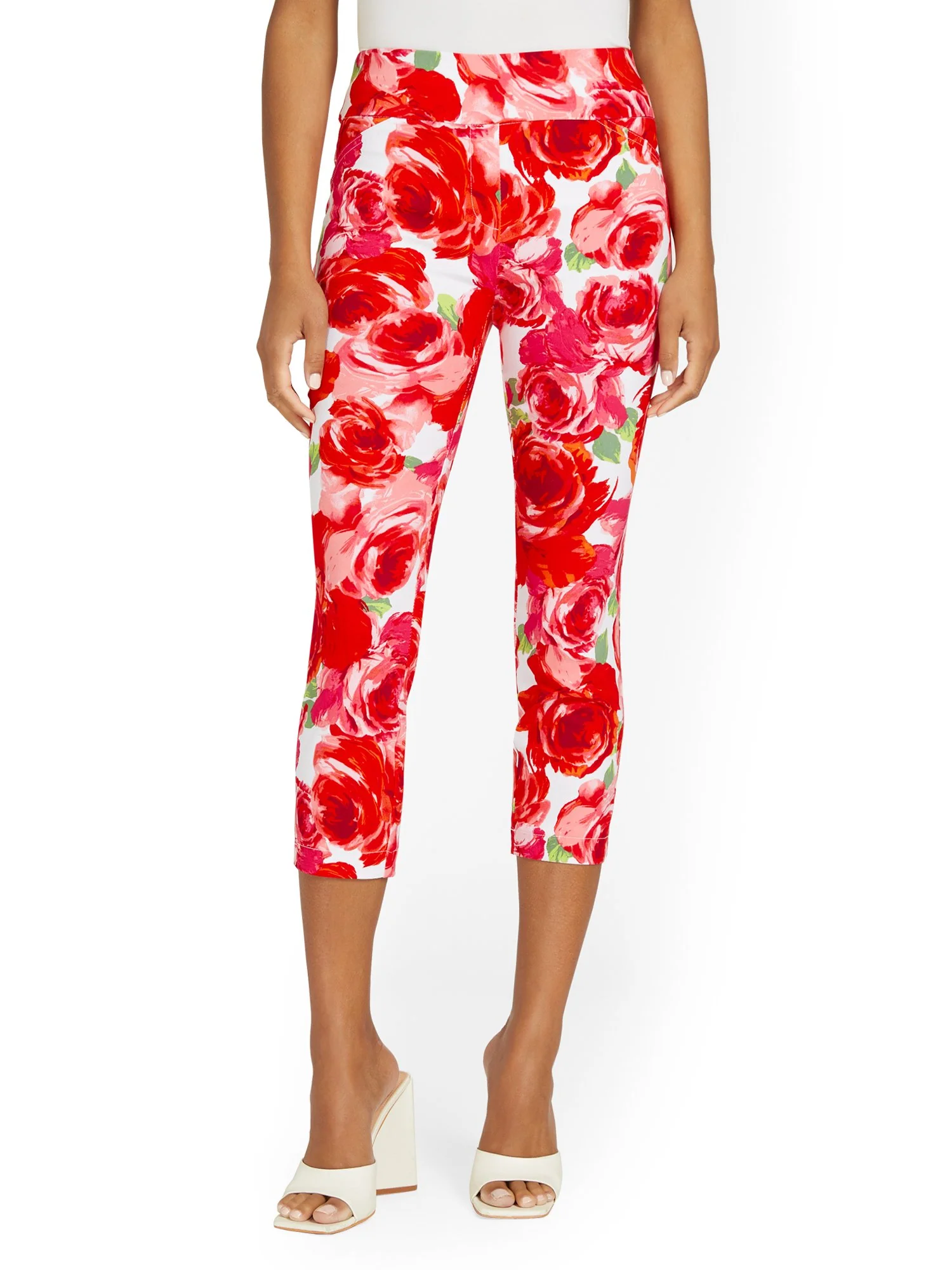 Petite Whitney High-Waisted Pull-On Slim-Leg Capri Pant - Floral-Print - Image 5