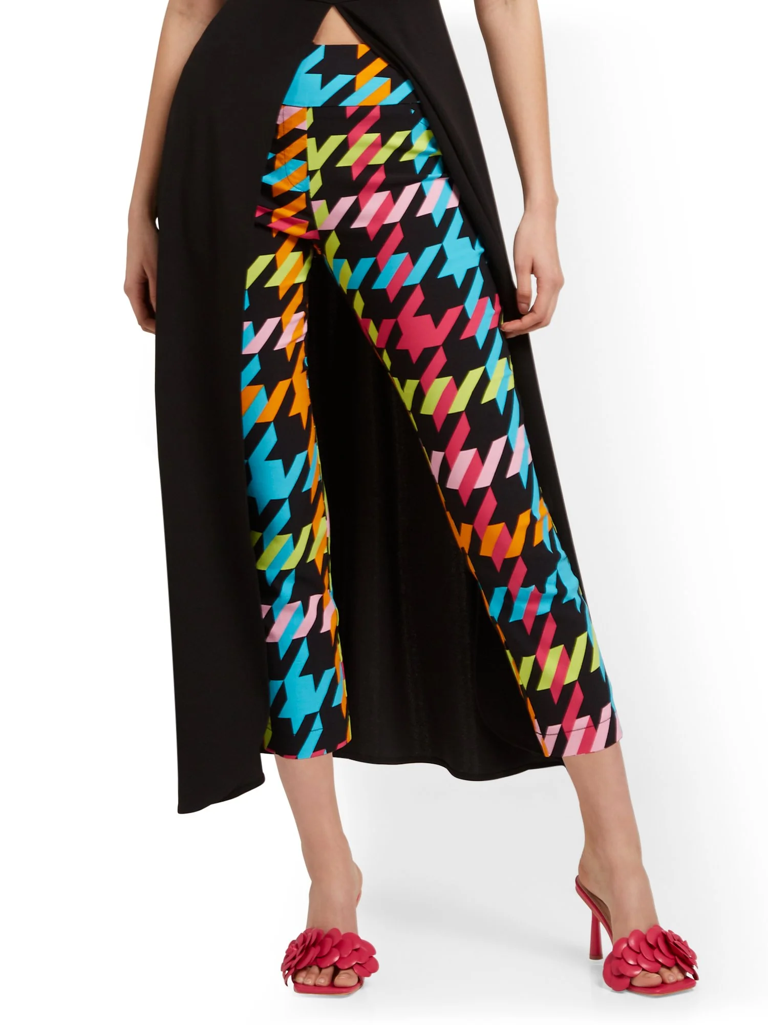 Petite Whitney High-Waisted Pull-On Slim-Leg Capri Pant - Houndstooth - Image 2