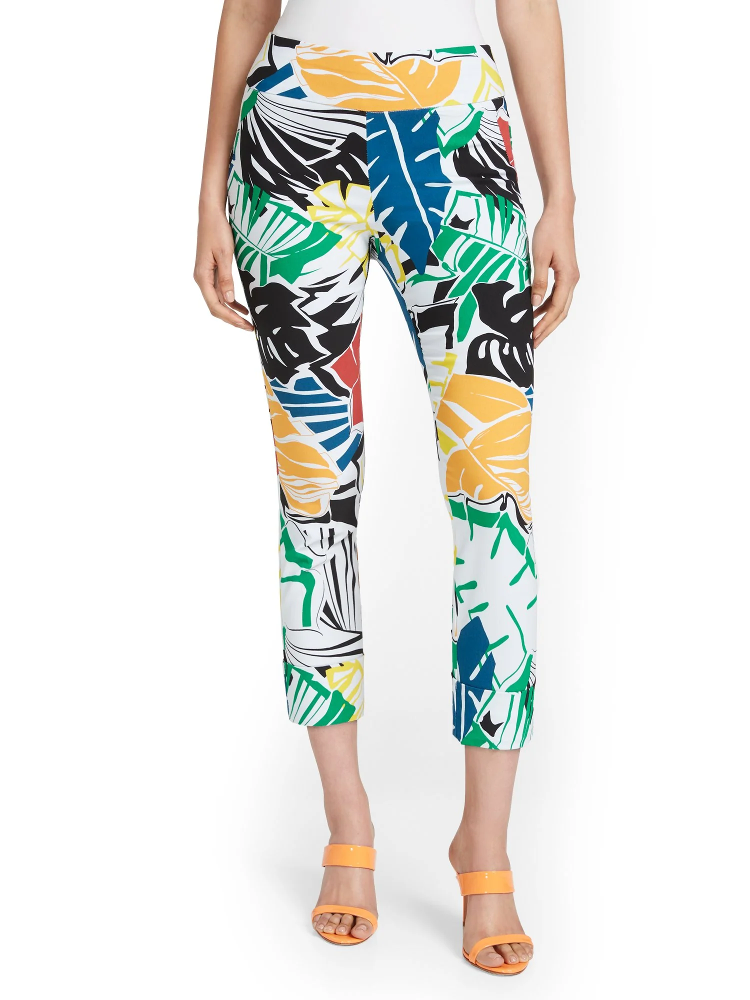 Petite Whitney High-Waisted Pull-On Slim-Leg Capri Pant - Palm-Print - Image 5