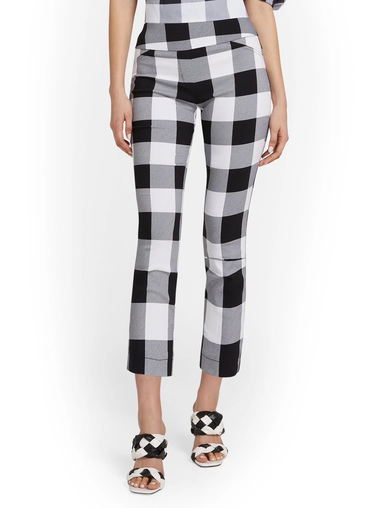 Petite Whitney High-Waisted Pull-On Slim-Leg Capri Pant - Plaid - Image 2