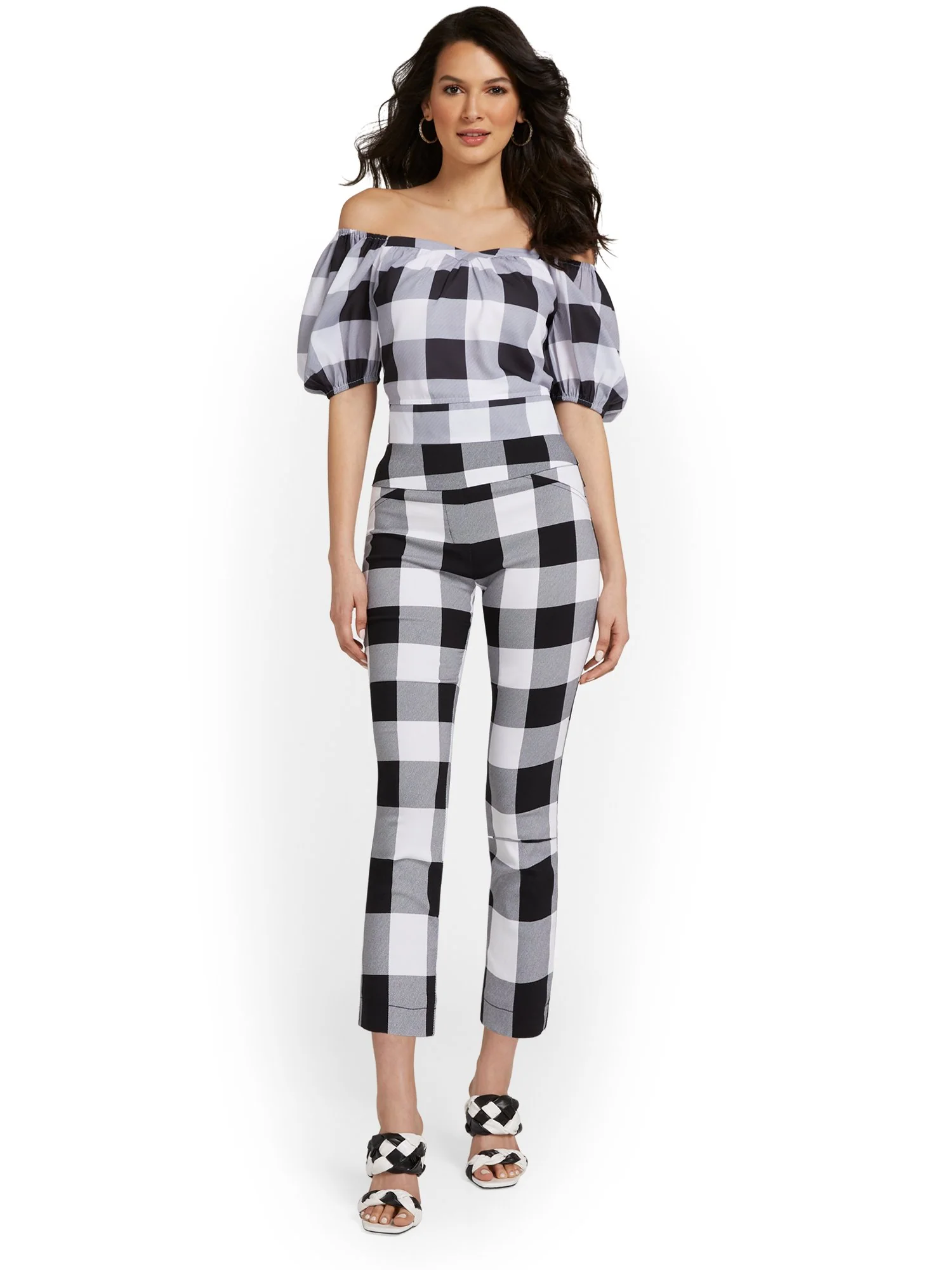 Petite Whitney High-Waisted Pull-On Slim-Leg Capri Pant - Plaid - Image 4
