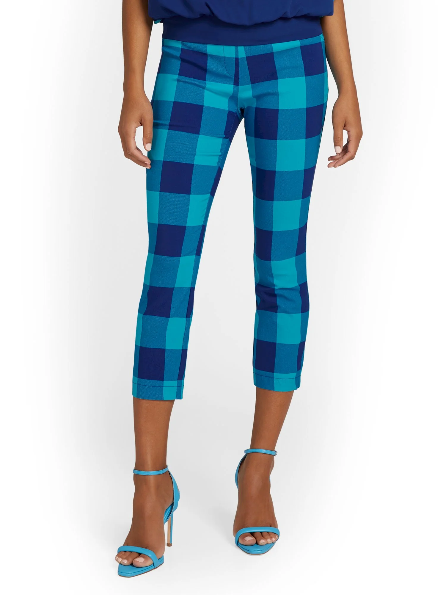 Petite Whitney High-Waisted Pull-On Slim-Leg Capri Pant - Plaid - Image 7