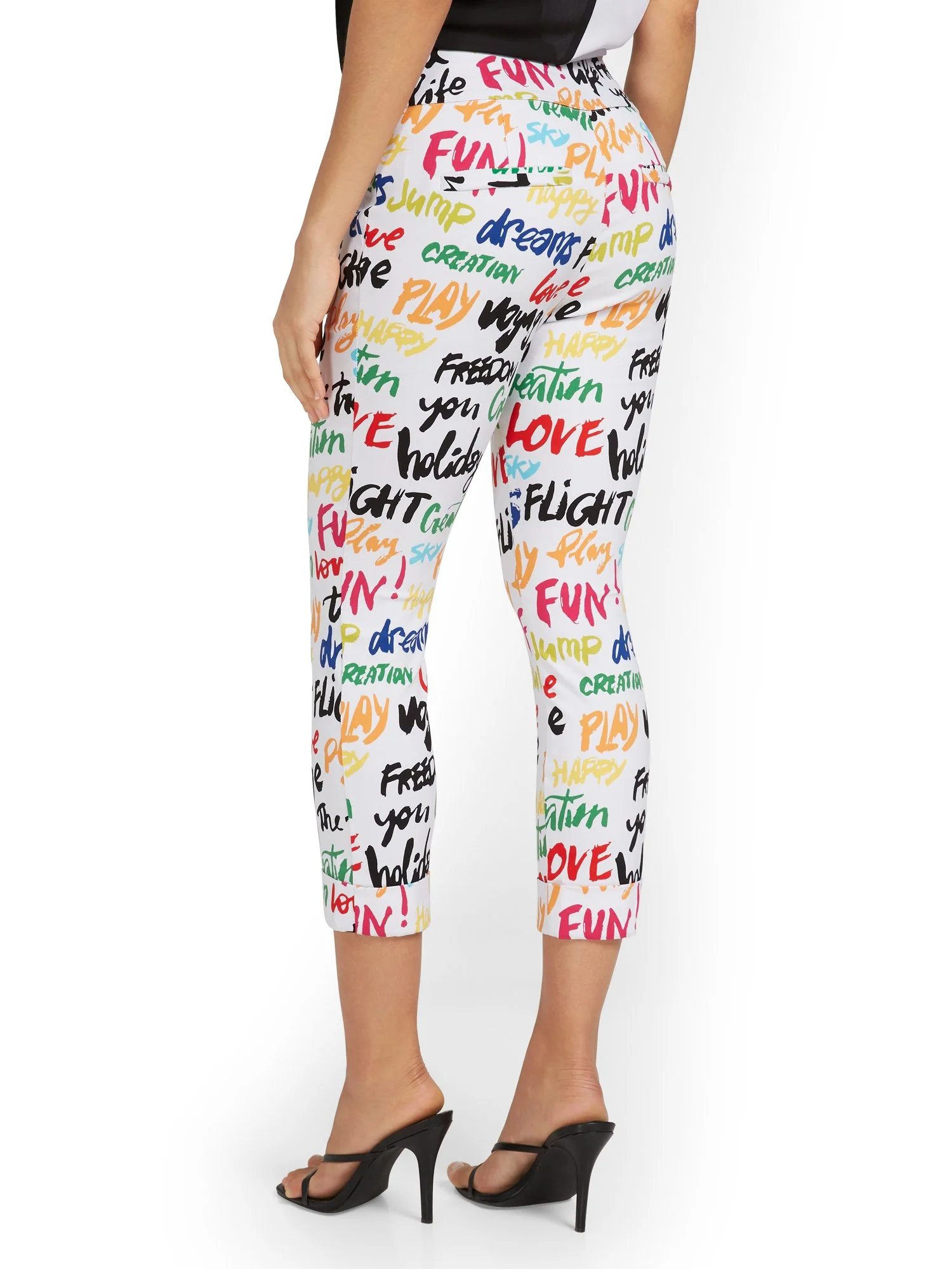 Petite Whitney High-Waisted Pull-On Slim-Leg Capri Pant - Script-Print - Image 3