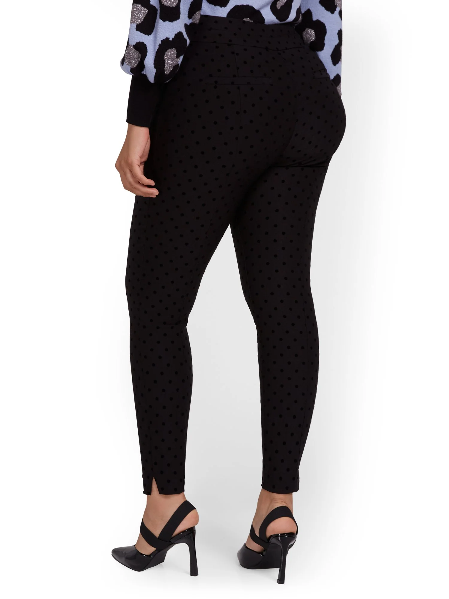Petite Whitney High-Waisted Pull-On Slim-Leg Pant - Dot-Print - Image 3