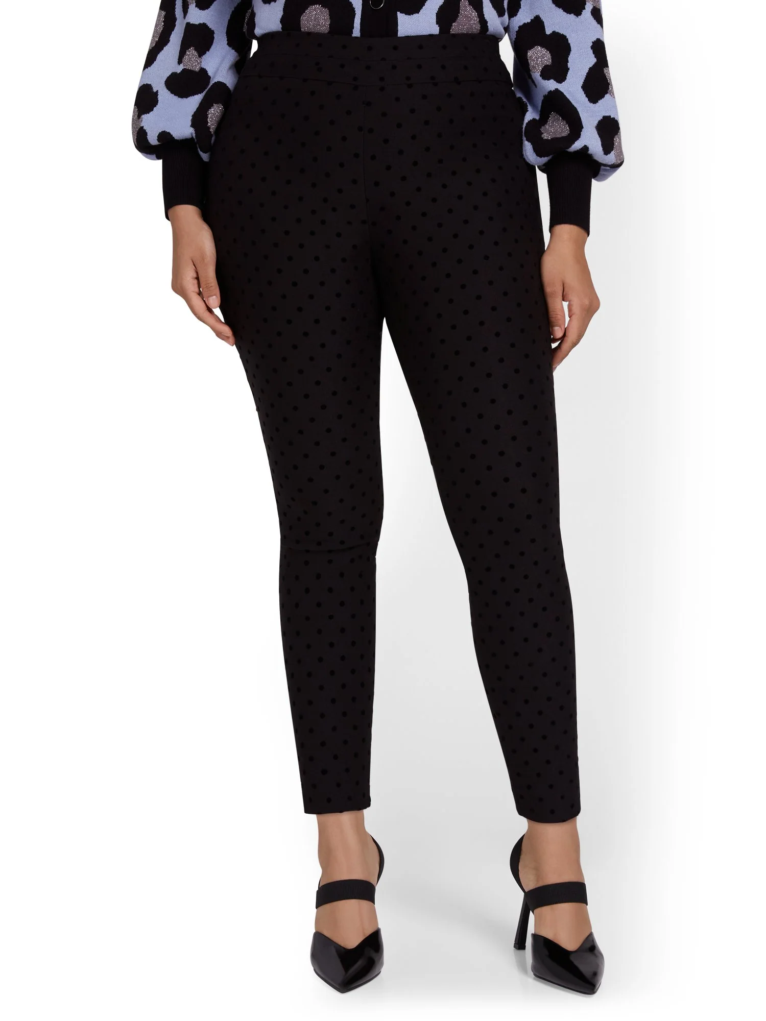 Petite Whitney High-Waisted Pull-On Slim-Leg Pant - Dot-Print - Image 5