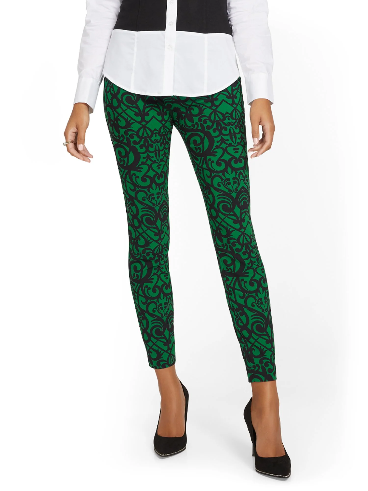 Petite Whitney High-Waisted Pull-On Slim-Leg Pant - Jacquard - Image 7
